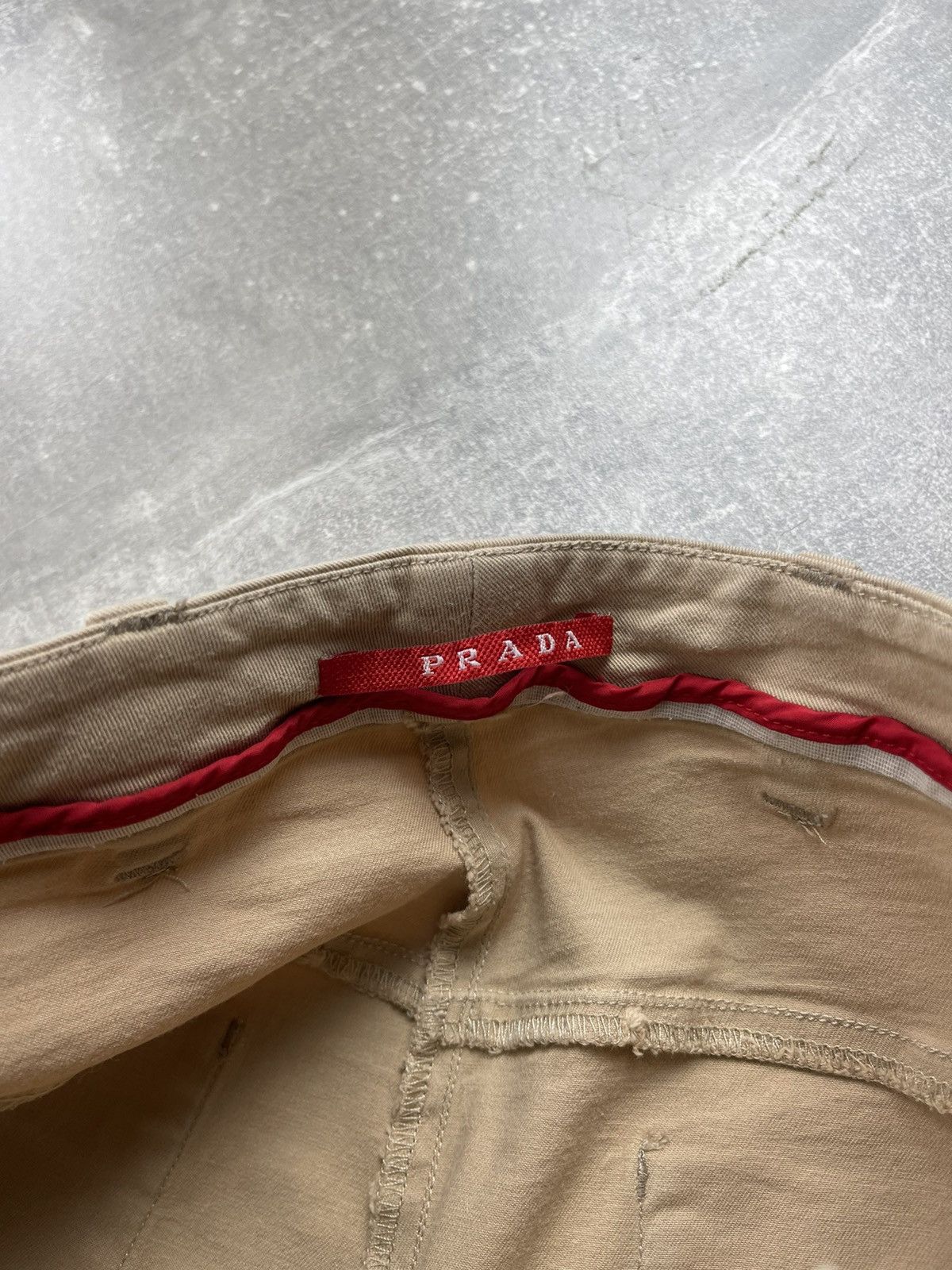 Prada × Vintage Vintage Prada Linea Rossa Y2K Beige Ruffle Slim Pants Size 30" / US 8 / IT 44 - 9 Thumbnail