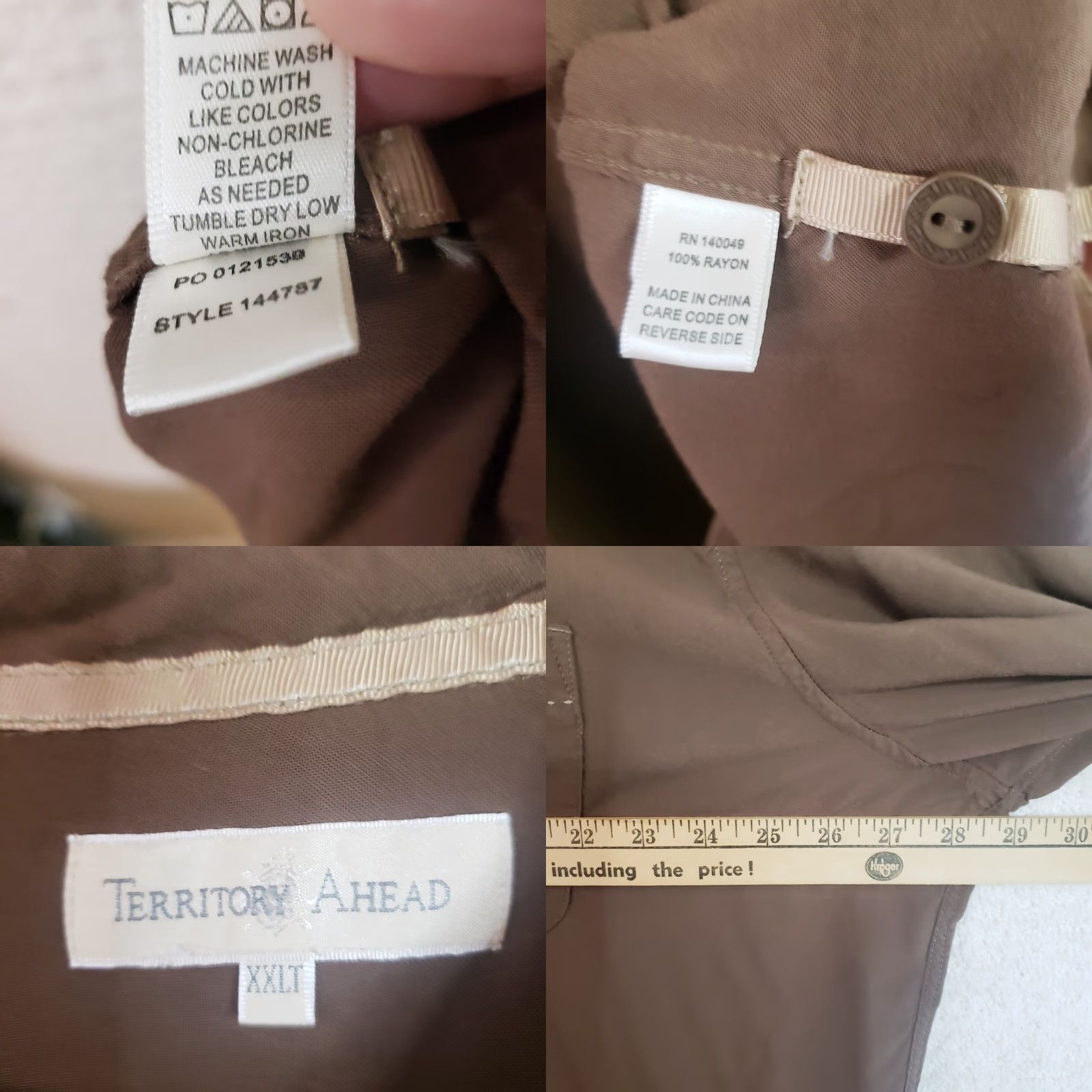 The Territory Ahead VINTAGE Territory Ahead Shirt Mens 2XLT Brown Rayon Short Sleeve Button-Up Pockets Logo Check Modern Designer Casual Workwear Relations Size US XXL / EU 58 / 5 - 9 Thumbnail