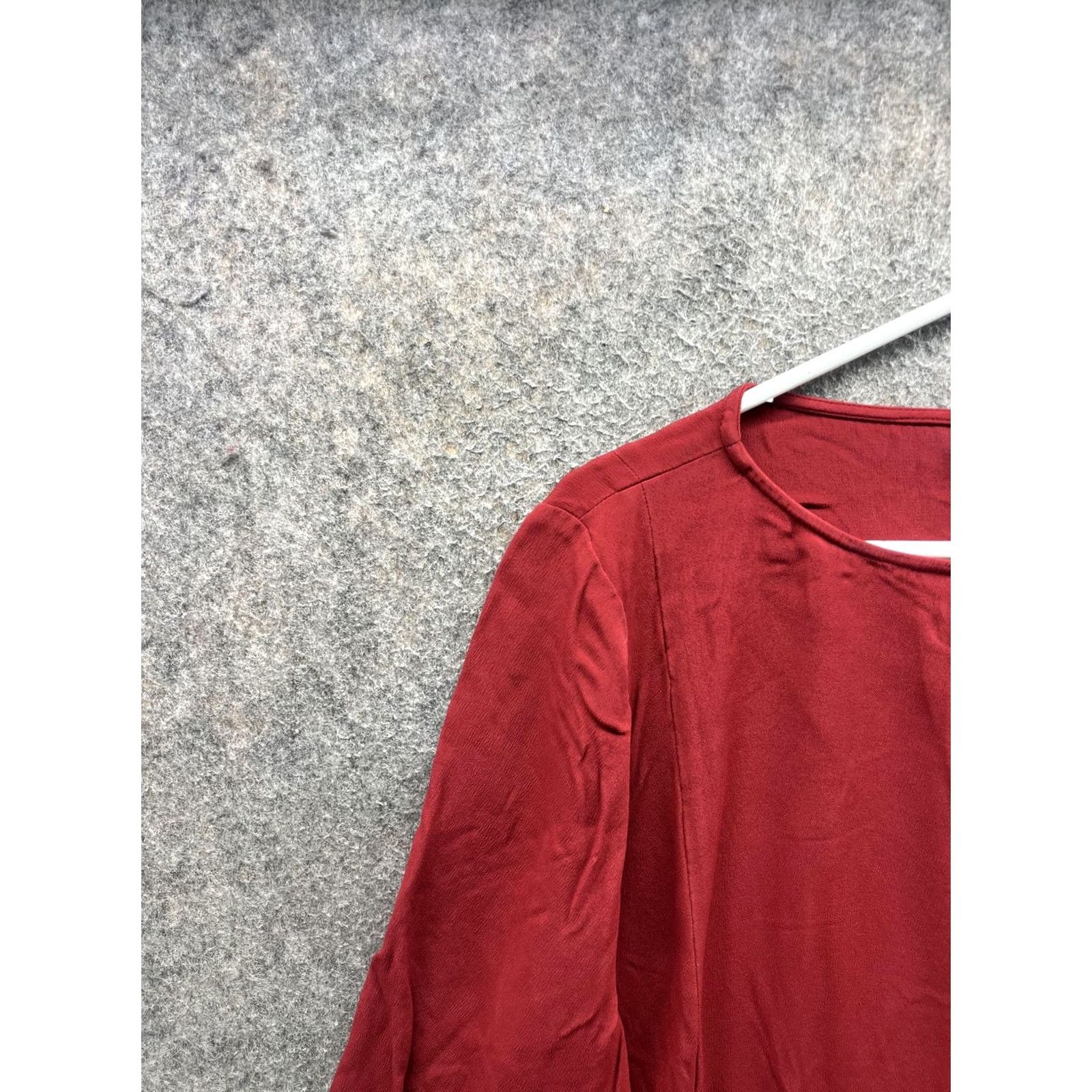 J. Jill J. Jill Tunic Blouse Womens Large Red Solid Scoop Neck 3/4 Sleeve Woven Top Size L / US 10 / IT 46 - 6 Thumbnail