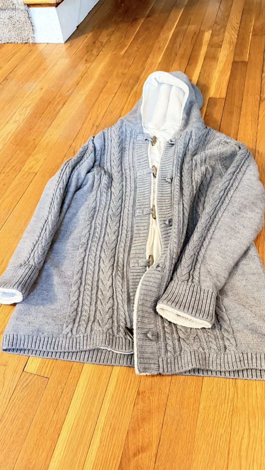 L.L. Bean Grey long coat LL Bean large with hood Size L / US 10 / IT 46 - 1 Thumbnail