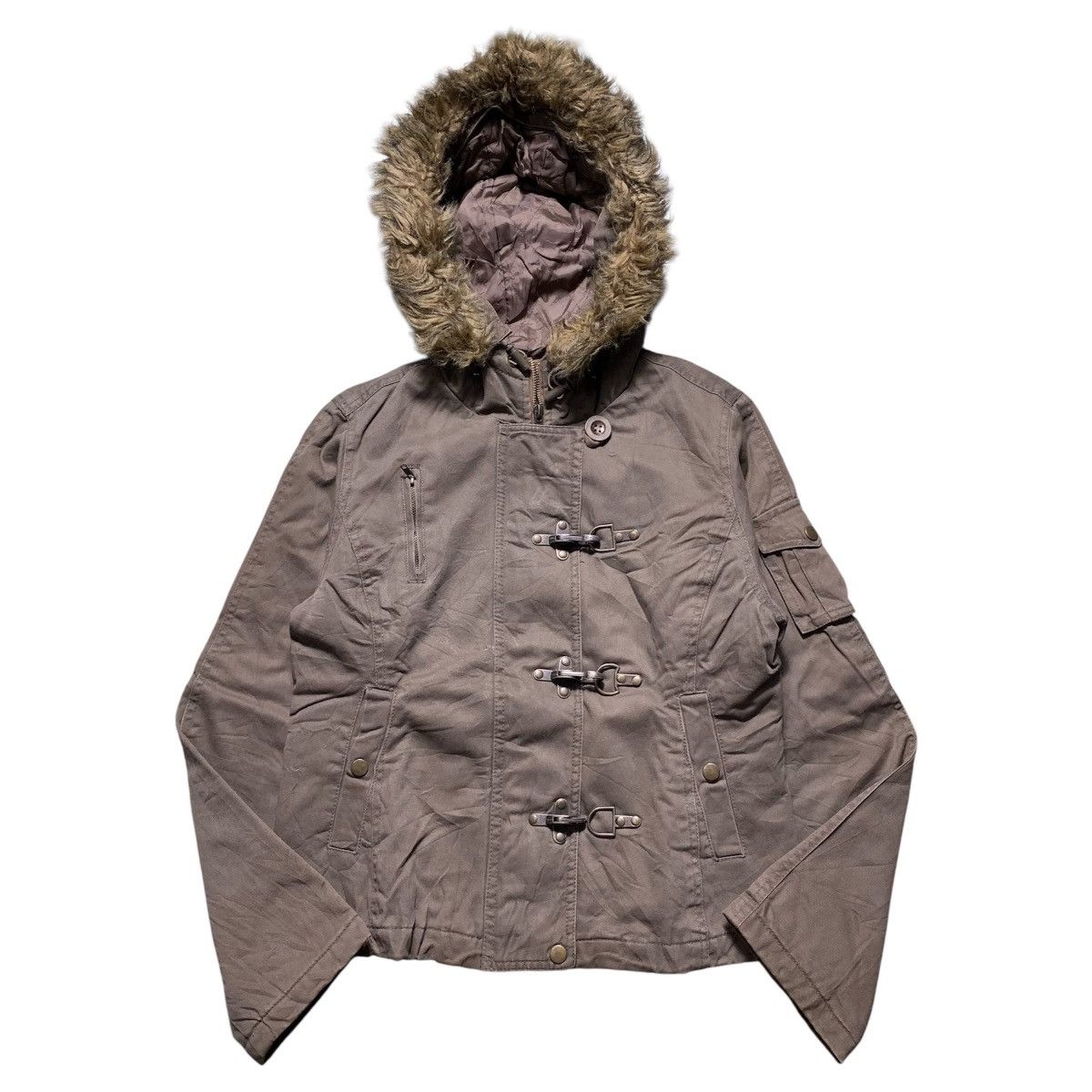 Japanese Brand × Vintage Sly Military Studded Fur Jacket lgb style