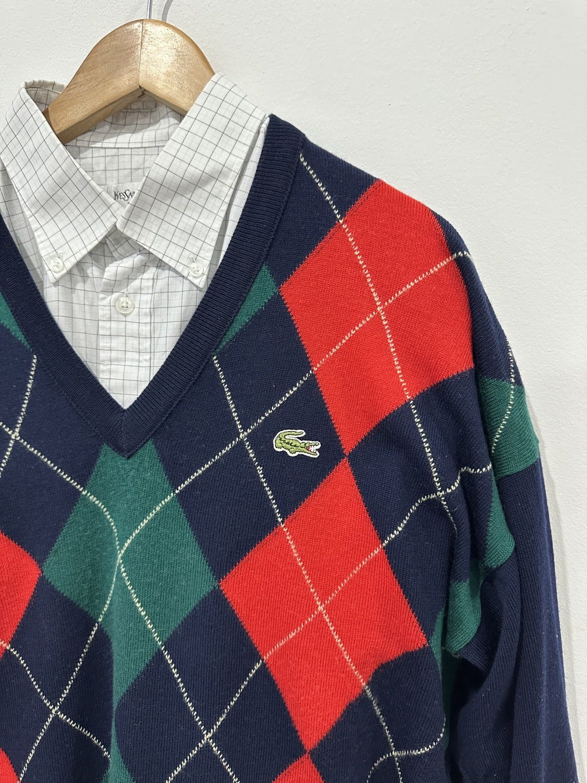 Lacoste × Vintage Vintage Lacoste V Neck Sweater Size US L / EU 52-54 / 3 - 5 Thumbnail