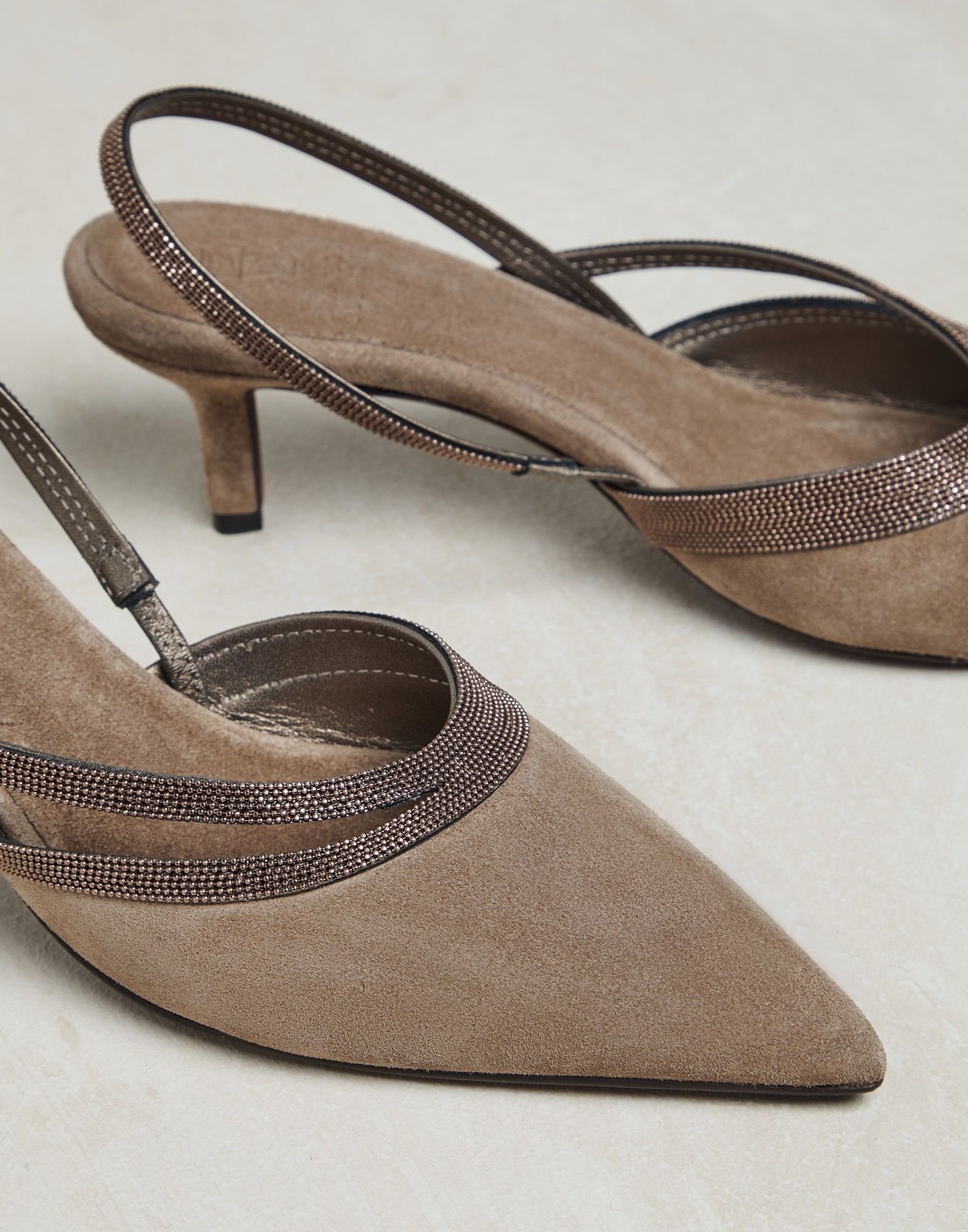 Brunello Cucinelli o1y0725 Leather Suede Pumps in Khaki Size US 6 / IT 36 - 4 Thumbnail