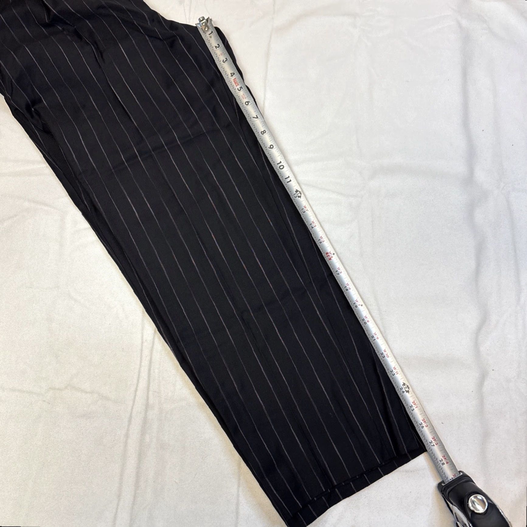 Versace VERSACE UPSCALE DESIGNER LUXURY PINSTRIPE SUIT PANTS Men 36x27 Black Wool Wool Solids 5-Pocket Straight Inseam 27 Italy Size 36R - 6 Thumbnail