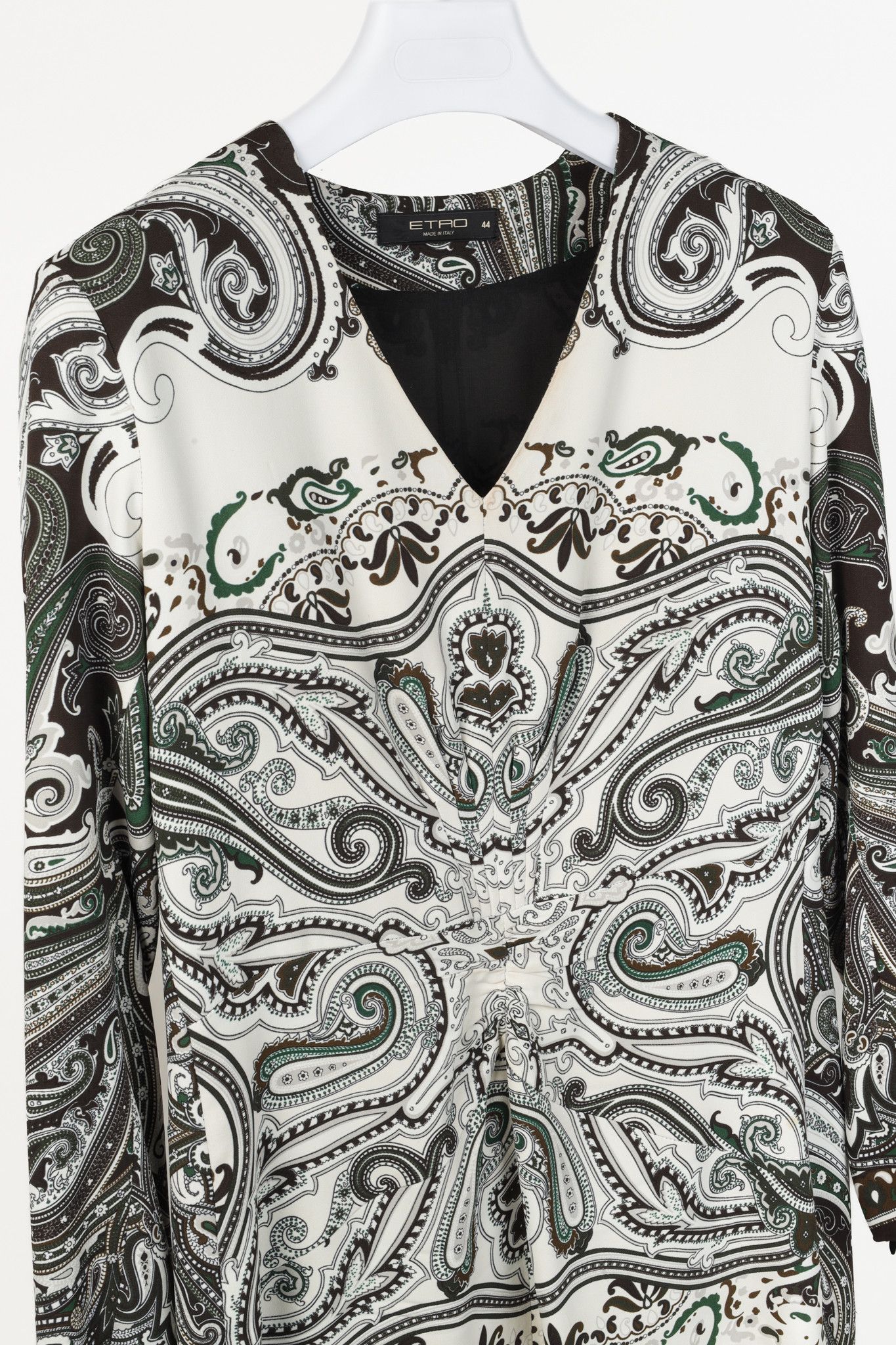 Etro Etro White & Brown Paisley Long Sleeve Top Size M / US 6-8 / IT 42-44 - 3 Thumbnail