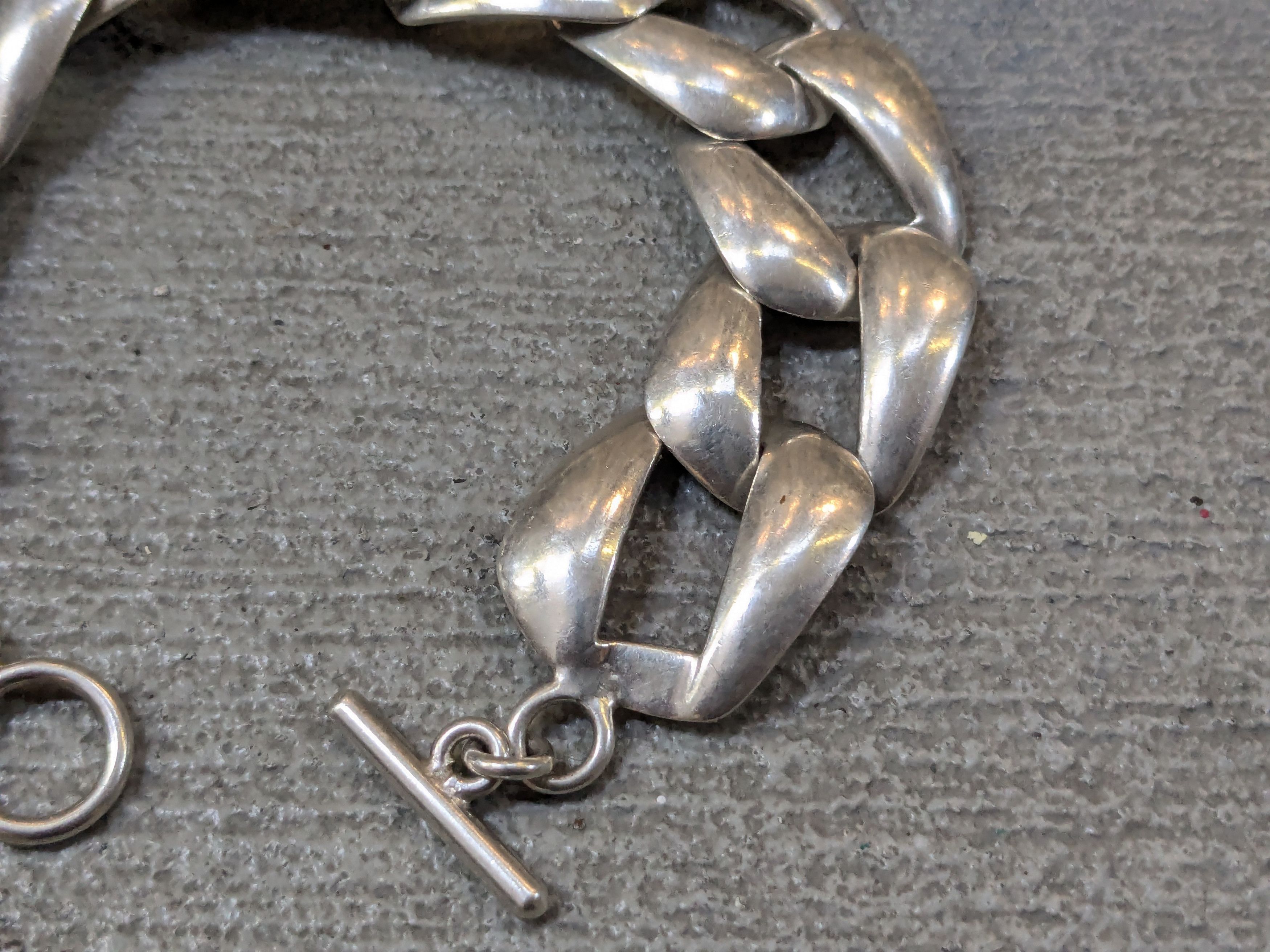Jewelry Vintage Sterling Silver Bracelet Cuban Curb 8.25 Mexico Size ONE SIZE - 4 Thumbnail