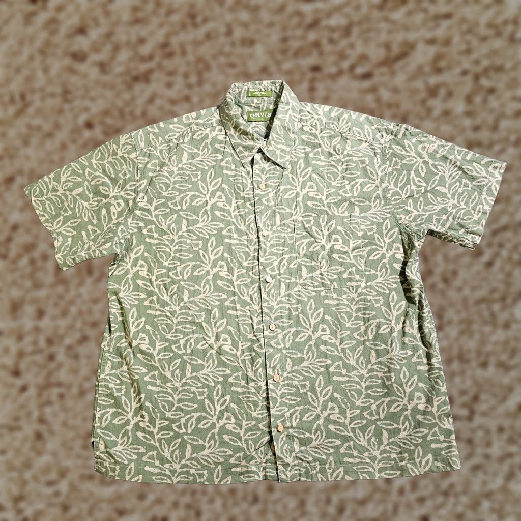 Orvis Orvis Shirt Mens XL Green Linen Short Sleeve Button-Up Beach Classic Casual Size US XL / EU 56 / 4 - 1 Thumbnail
