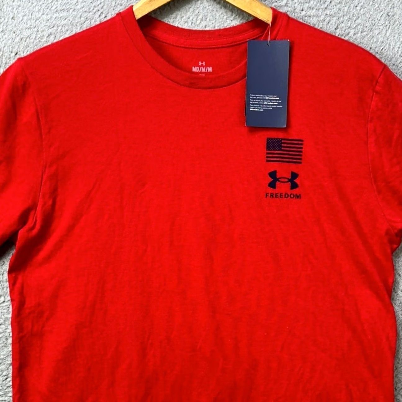 Under Armour Under Armour Crew Neck T-Shirt Graphic Print FreedoM Red USA Flag Men’s Medium Distinctive Logo Casual Shirt Size US M / EU 48-50 / 2 - 2 Thumbnail