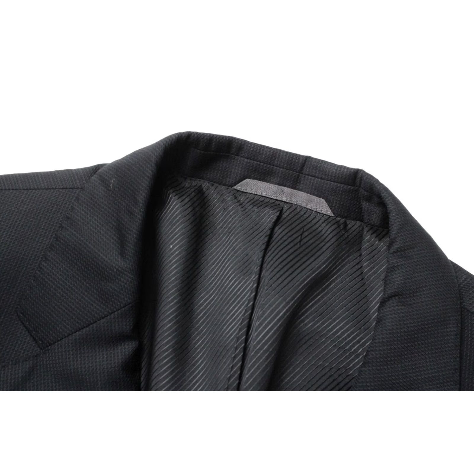 Hugo Boss HUGO BOSS Blazer James3/Sharp5 Wool Patterned Single Breasted Men's US 44 Black Notch Lapel Logo Patterned Wool Blazer Mens Size 44R - 6 Thumbnail