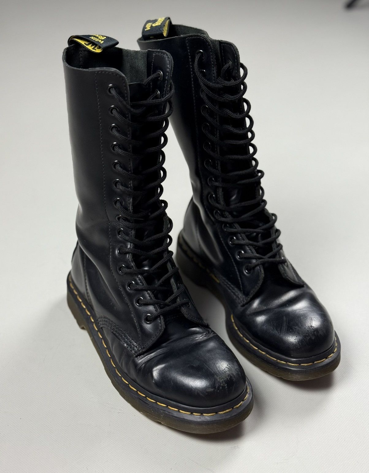 Dr Martens Dr. Martens 1914 Unisex Leather High Combat Boots Shoes in Black, Men's (Size 8)