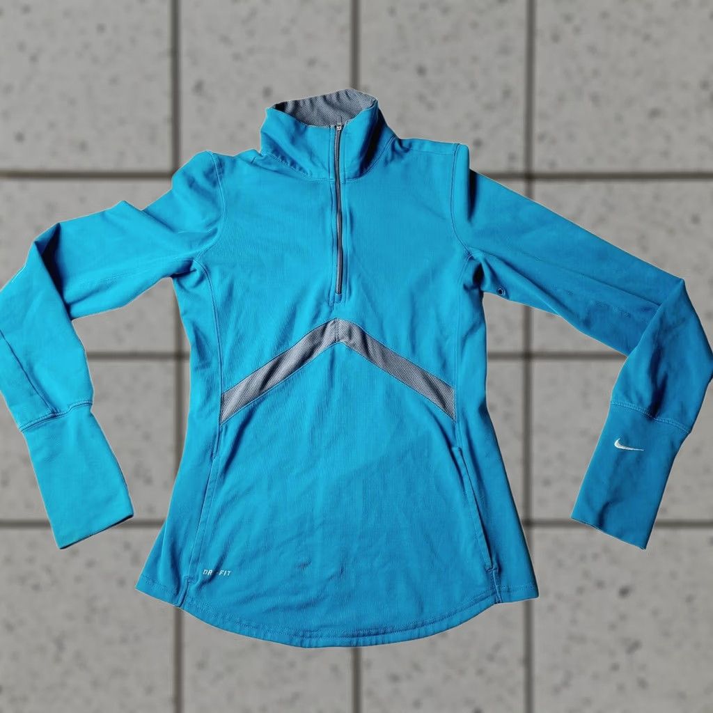 Nike Nike Dri-Fit 1/4 Zip Jacket Sweatshirt Pullover Womens Size S Teal Gray Sweatshirt Women S Nike Dri-Fit 1/4 Zip Jacket Pullover Activewear Slim Fit Size S / US 4 / IT 40 - 1 Thumbnail
