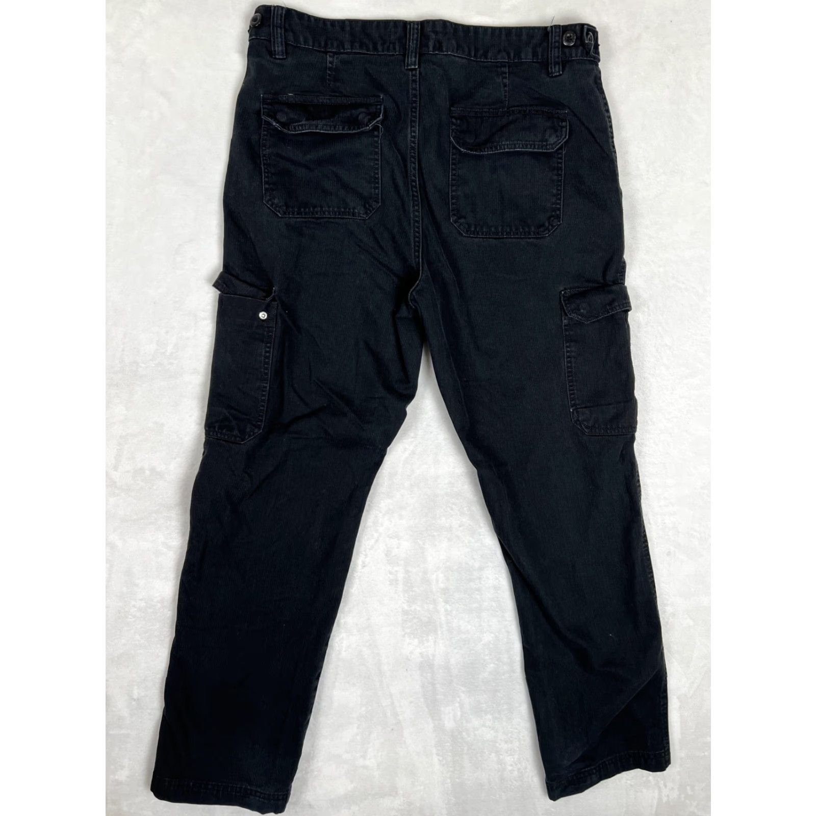 Vintage Liquid Venom Herringbone Cargo Pants Mens 36 Black Adjustable Waist Pockets Flat Front Zip Button Workwear Casual Pants Mens Size US 36 / EU 52 - 6 Thumbnail