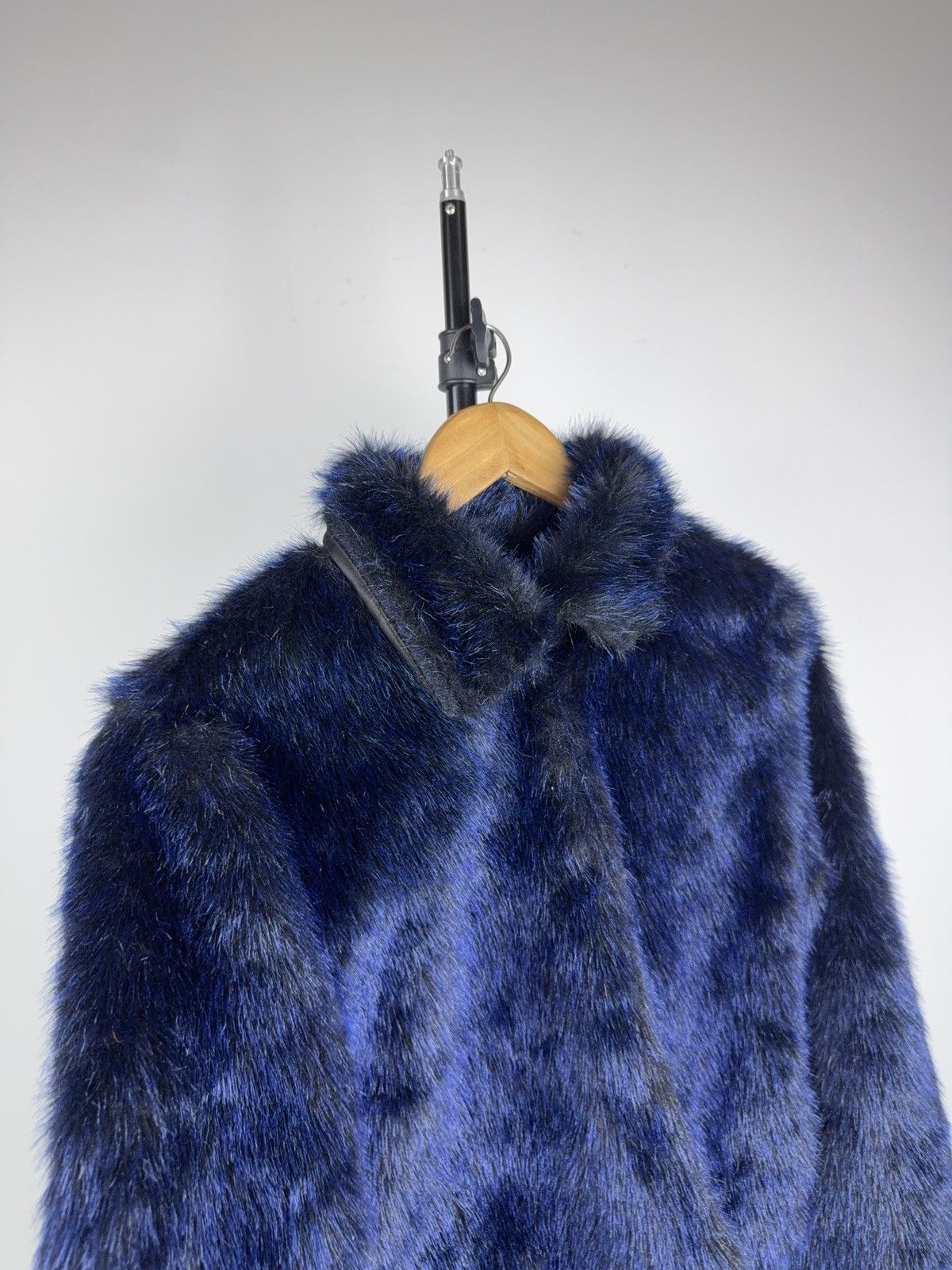 If Six Was Nine 00s Blue Faux Fur Jacket Cropped Hysteric Glamour Style Vibe Size M / US 6-8 / IT 42-44 - 2 Thumbnail