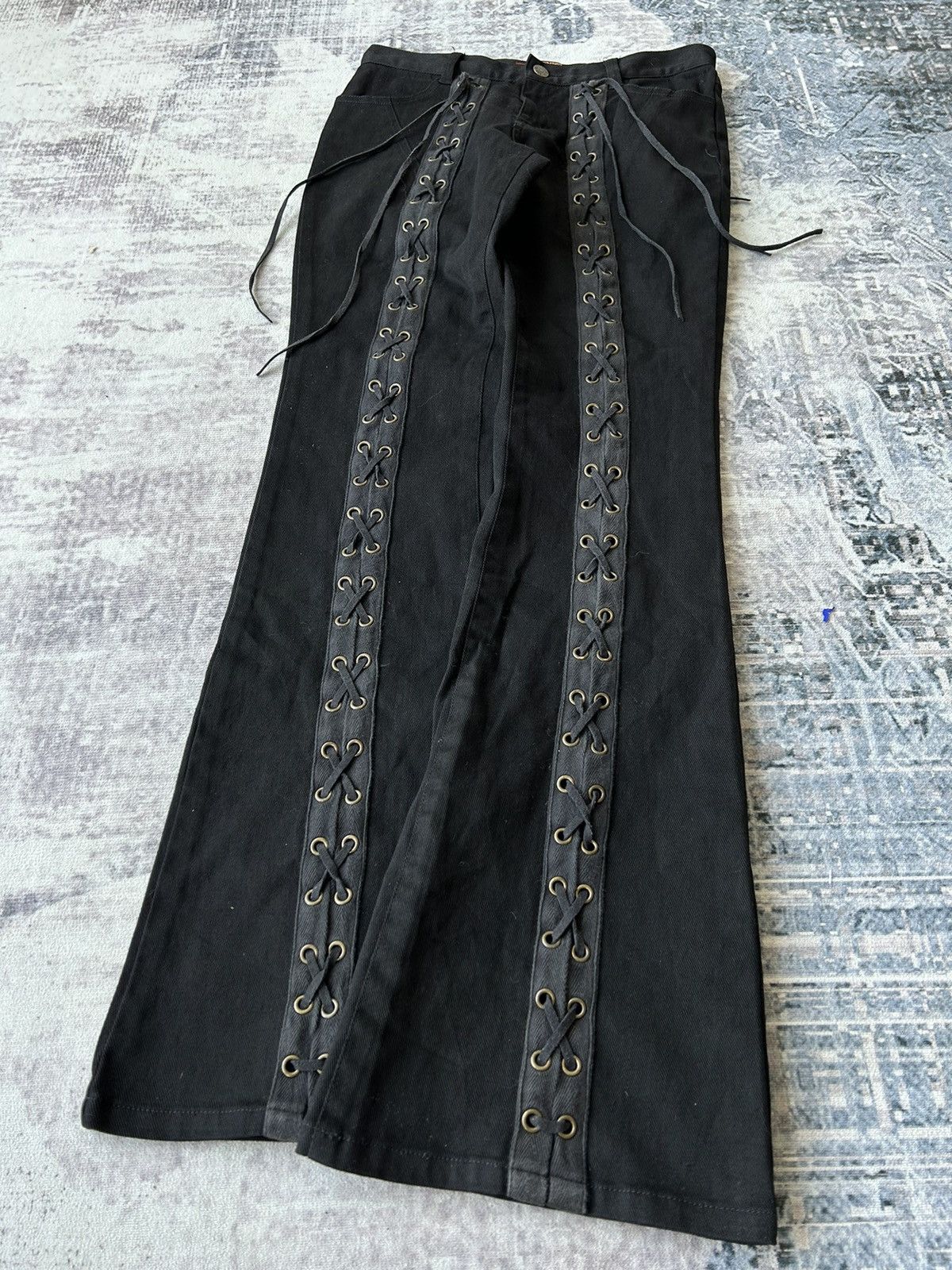 If Six Was Nine Flared Bondage Tactical Punk Sky Bomber Pants Size US 27 - 2 Thumbnail