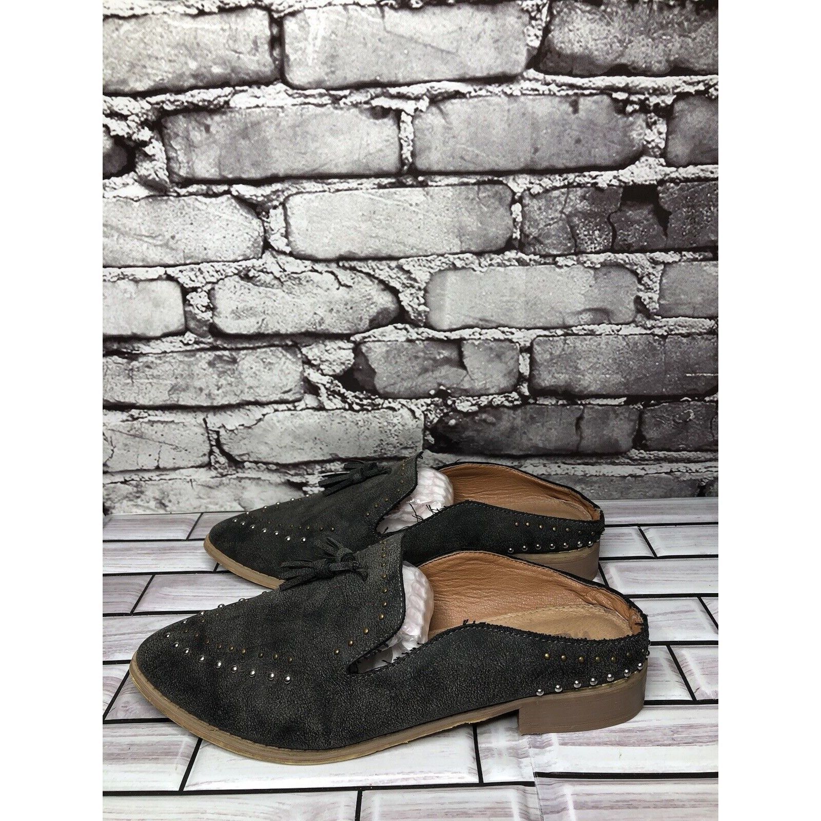 Other Mi.iM Suede Leather Studded Kiltie Loafer Slip On Mules Flat Size US 7.5 / IT 37.5 - 15 Thumbnail