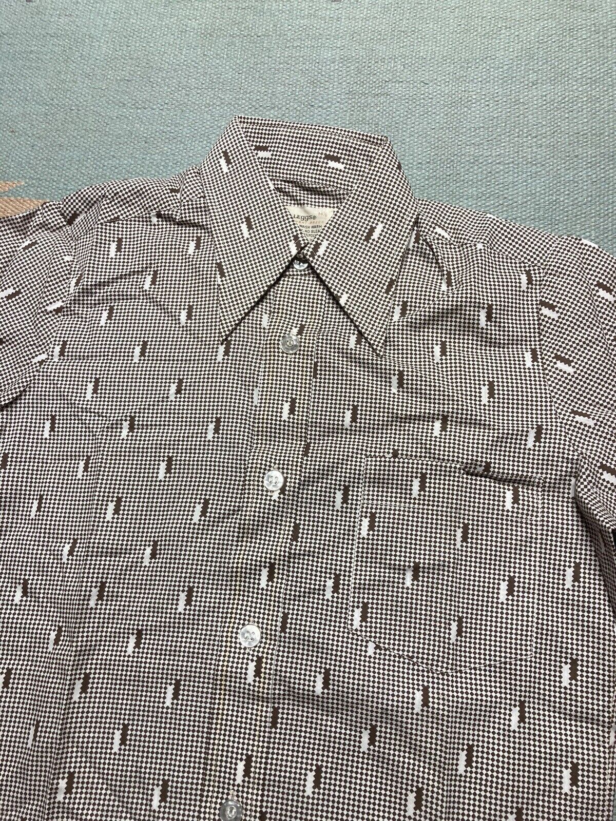 Vintage 70s Mr Leggs button shirt dagger checker geometric NWOT S Size US S / EU 44-46 / 1 - 2 Thumbnail