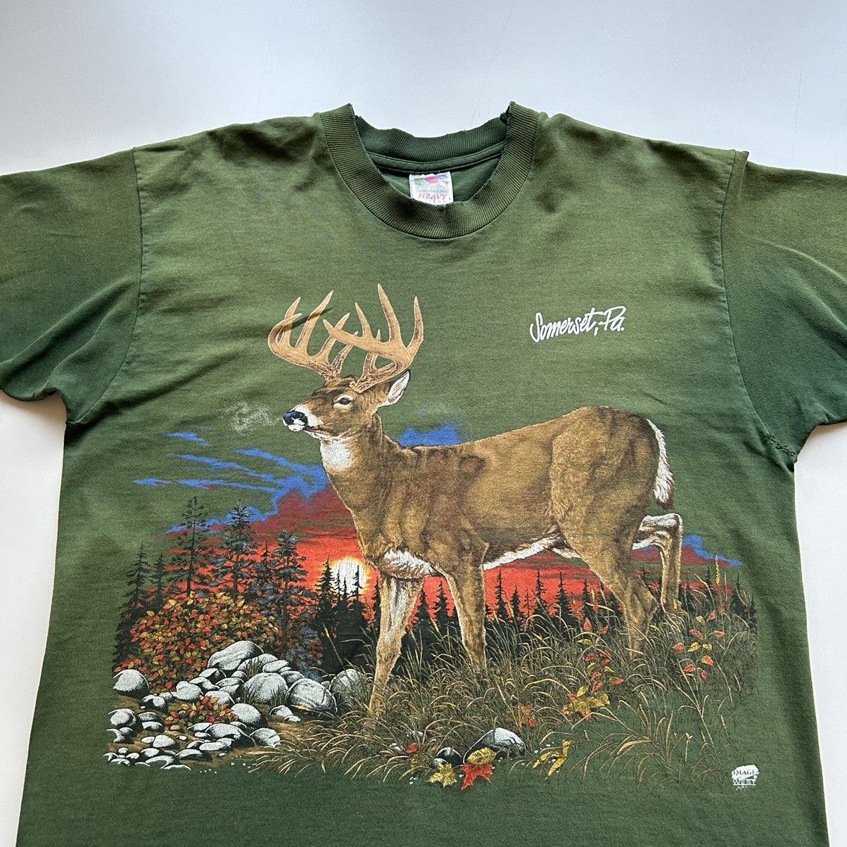 Vintage Vintage 90s Deer Wildlife Nature Art Graphic Faded T Shirt Size US L / EU 52-54 / 3 - 2 Thumbnail