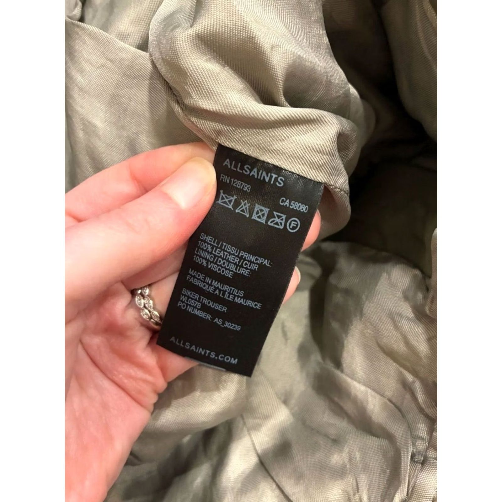 Allsaints NWT All Saints Women Leather Biker Trouser Sage Green Moto Skinny Size 26 Size 26" / US 2 / IT 38 - 7 Thumbnail
