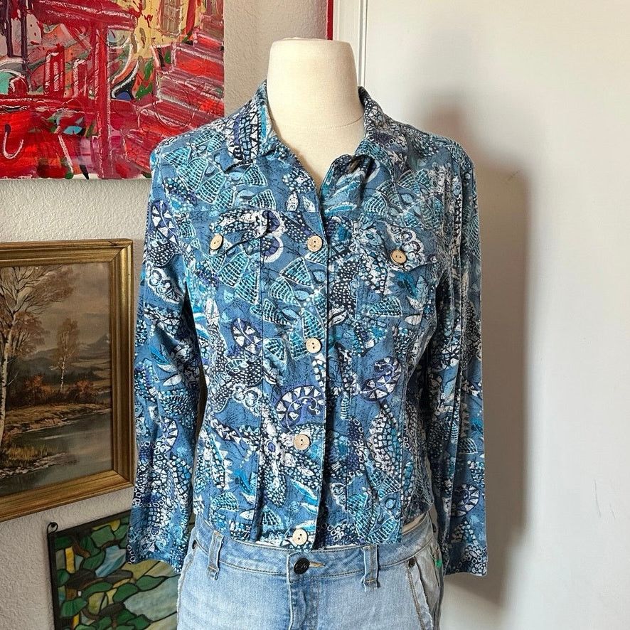 Coldwater Creek coldwater creak paisley blue button up long sleeve shirt Size S / US 4 / IT 40 - 1 Thumbnail