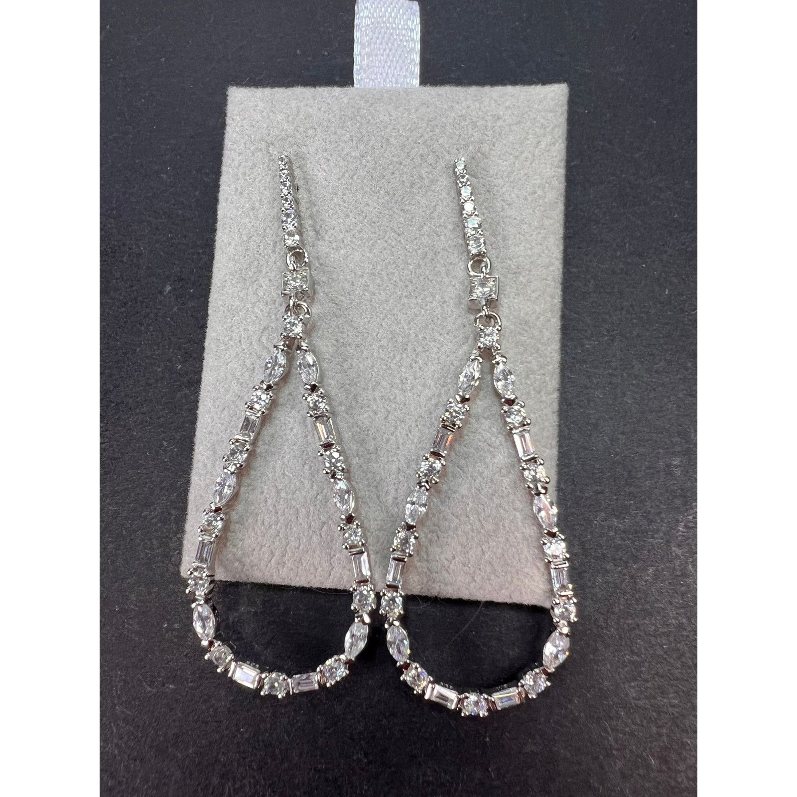 Other Open teardrop CZ sterling silver dangle earrings Size ONE SIZE - 2 Thumbnail