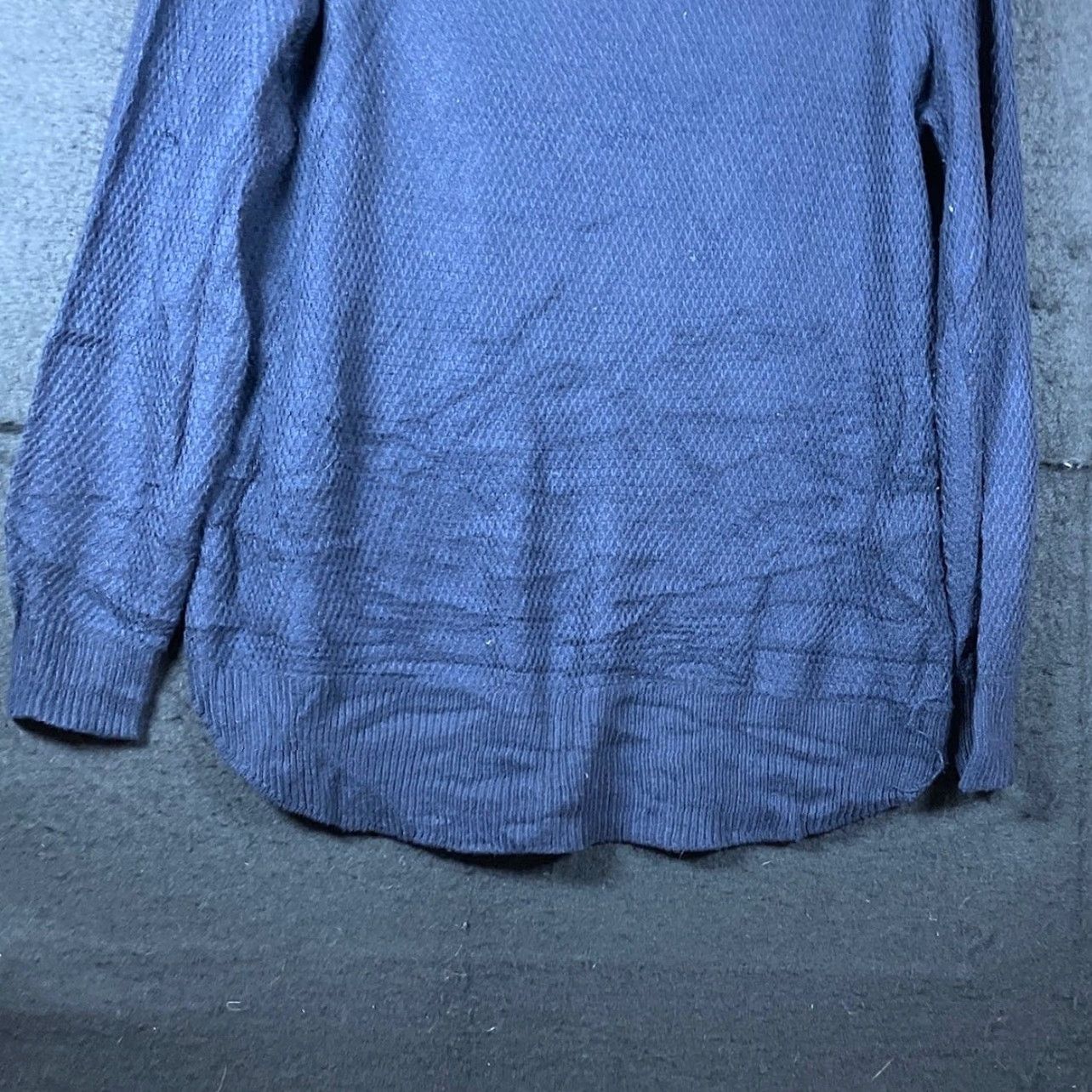 Loft LOFT Outlet Womens Sweater Navy Crew Neck Long Sleeve Waffle Knit Stretch MP Ladies Knit Pullover Casual Workwear Amber? Size M / US 6-8 / IT 42-44 - 3 Thumbnail