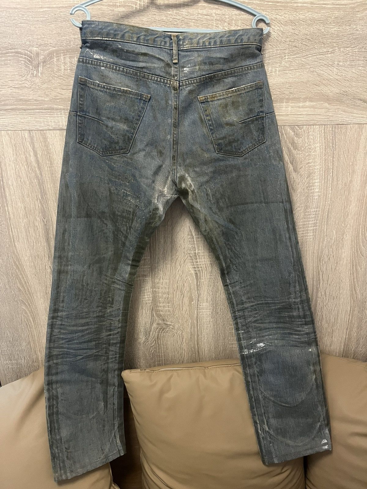 Dior × Hedi Slimane DIOR HOMME LUSTER BLEU CLAIR WAXED DENIM - SS04 "STRIP" Size US 30 / EU 46 - 4 Thumbnail