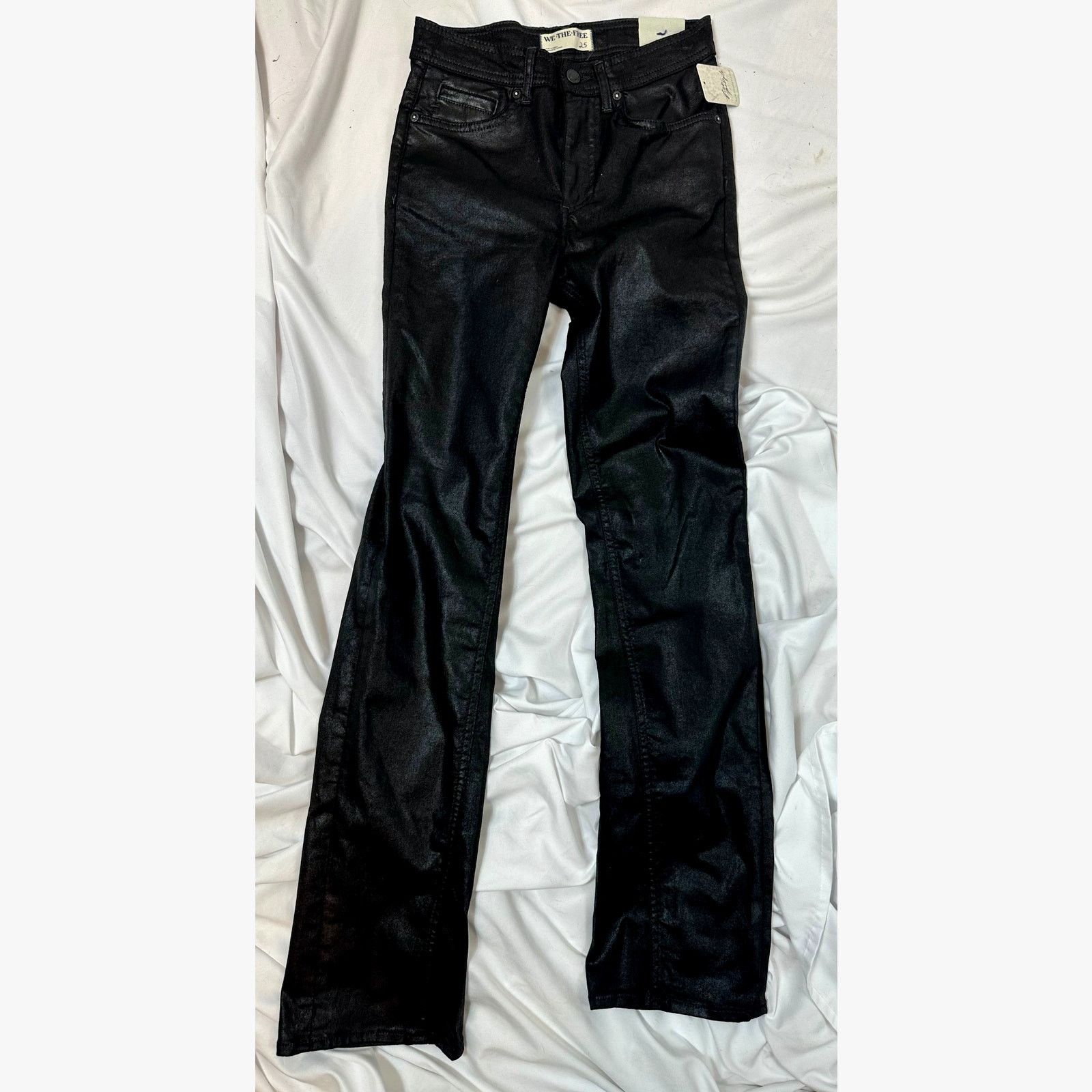 Free People Free People Xena High Rise Straight Coated Jeans Black 25 Size 25" / US 0 / IT 36 - 8 Thumbnail