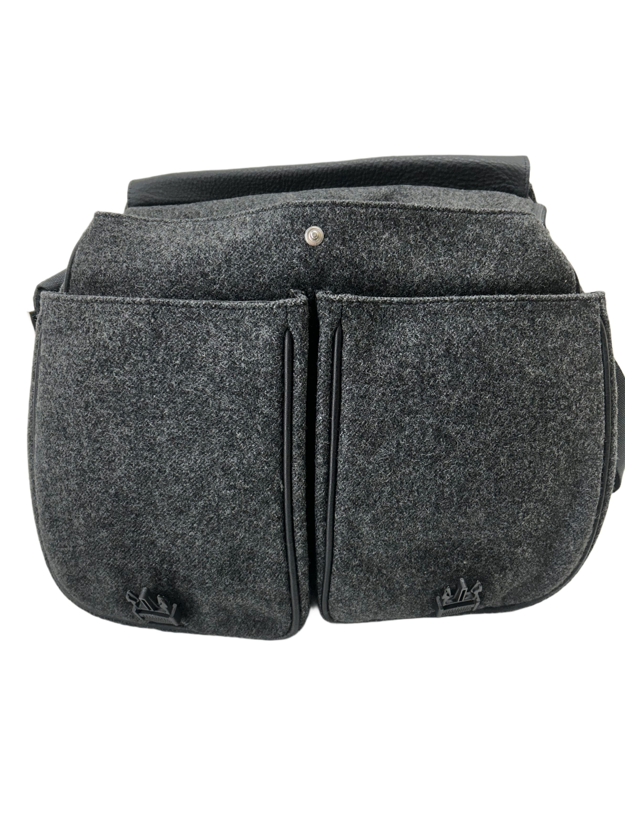 Prada Prada Linea Rossa Grey Wool With Black grainLeatherFlap&Clip Size ONE SIZE - 3 Thumbnail