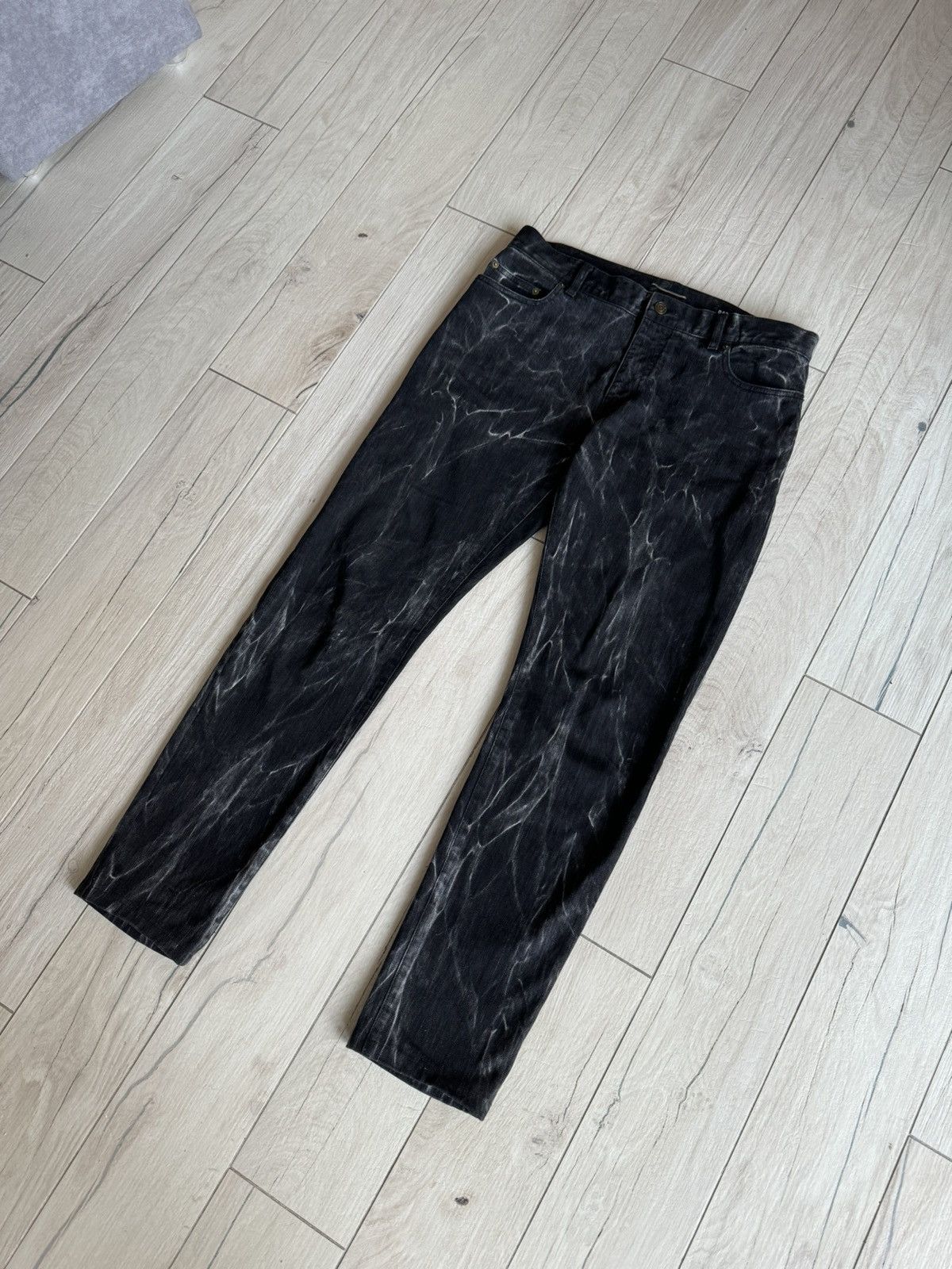 Saint Laurent Paris FW15 Saint Laurent Paris Hedi Slimane Era Marbled Denim Size US 34 / EU 50 - 2 Thumbnail