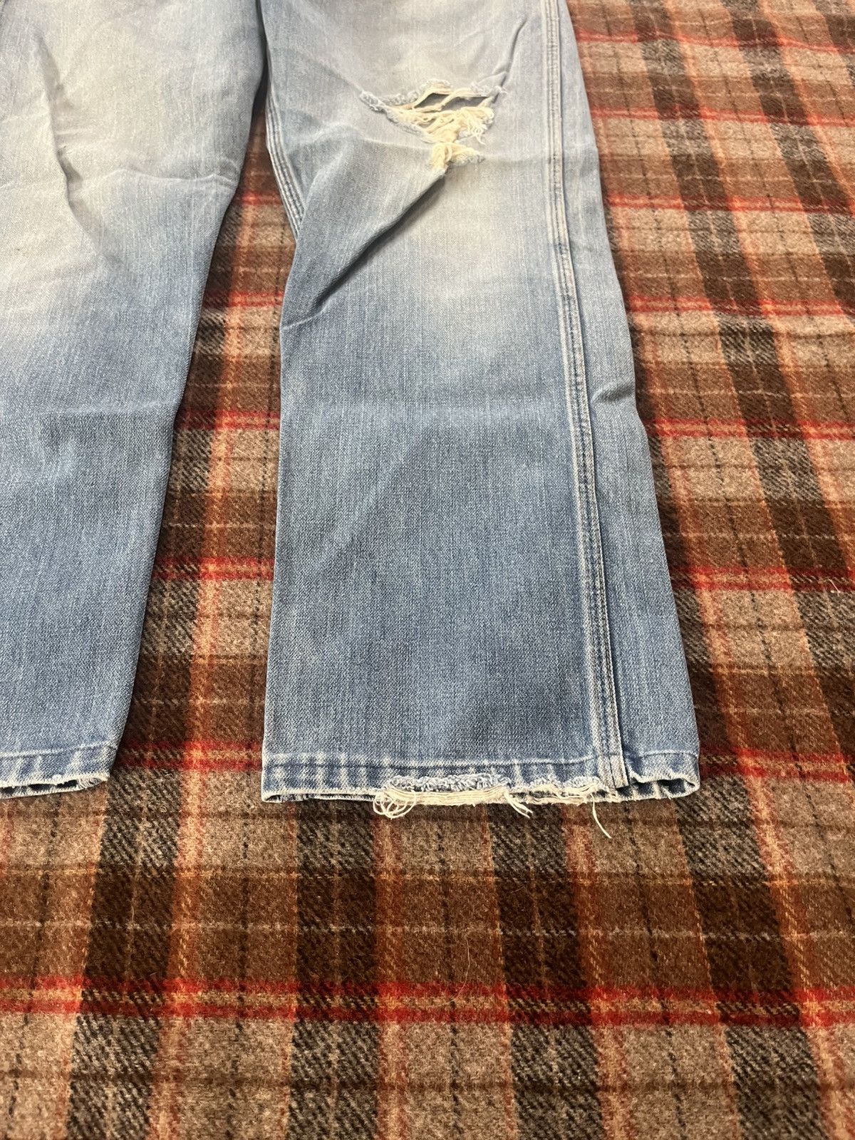 Wrangler Vintage 80’s made in USA Wrangler Boot Thrashed denim Jeans Size US 35 - 3 Thumbnail