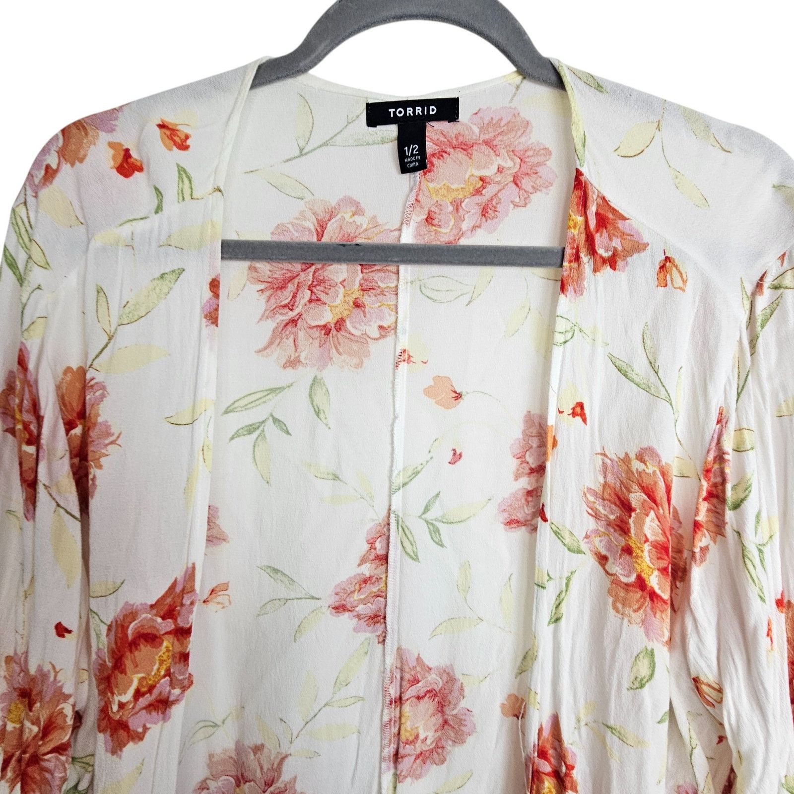 Torrid Torrid Womens Floral Chiffon Kimono Plus Size 1/2X Open Size XXL / US 16-18 / IT 52-54 - 3 Thumbnail