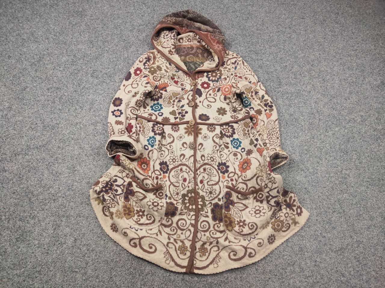Vintage Ivko Embroidere Wool Cardigan Floral Boho Button Knit Hoodie Size L / US 10 / IT 46 - 2 Thumbnail