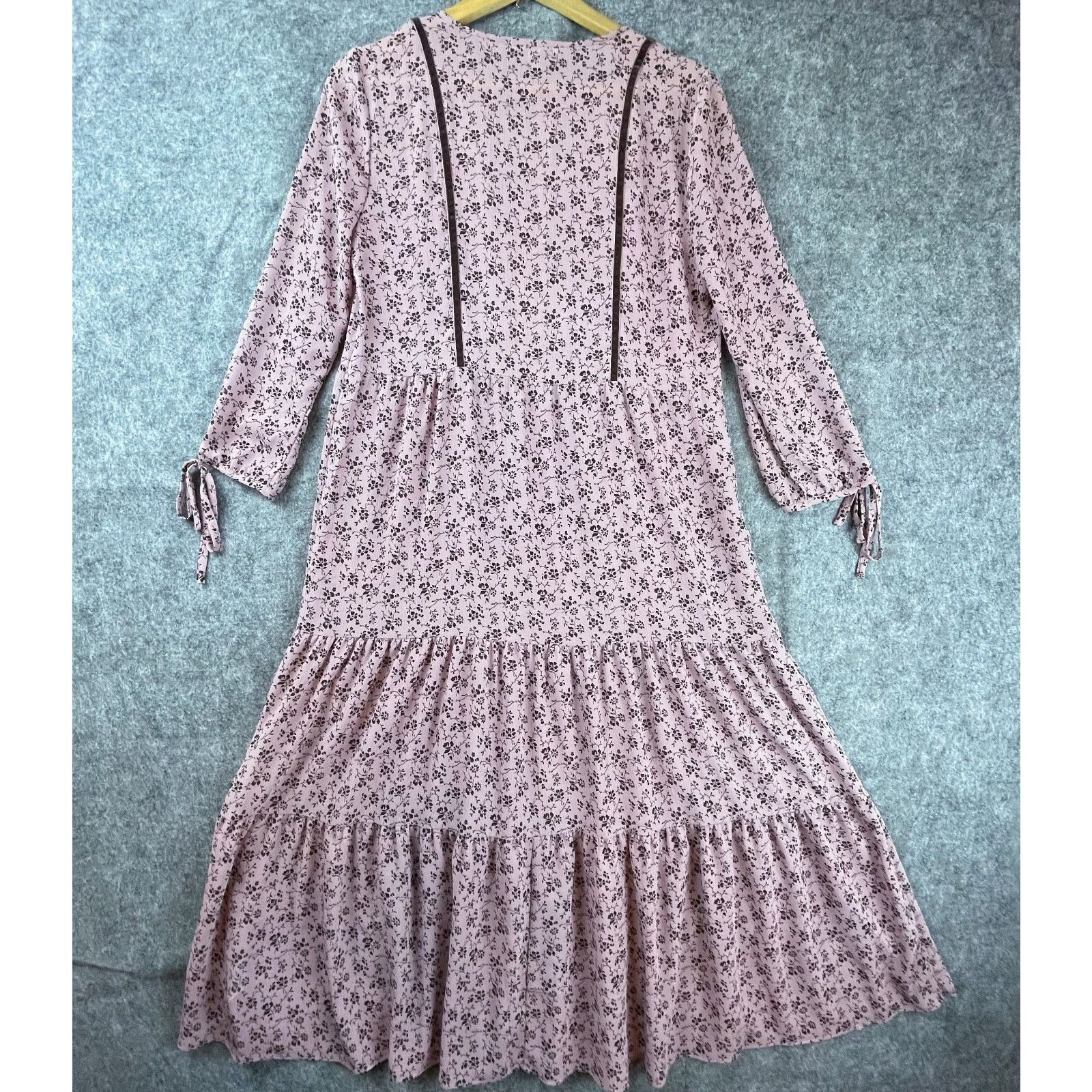 Madewell Madewell Dress Small Pink Ruffle Peasant Velvet Trim Tiered Size S / US 4 / IT 40 - 2 Thumbnail