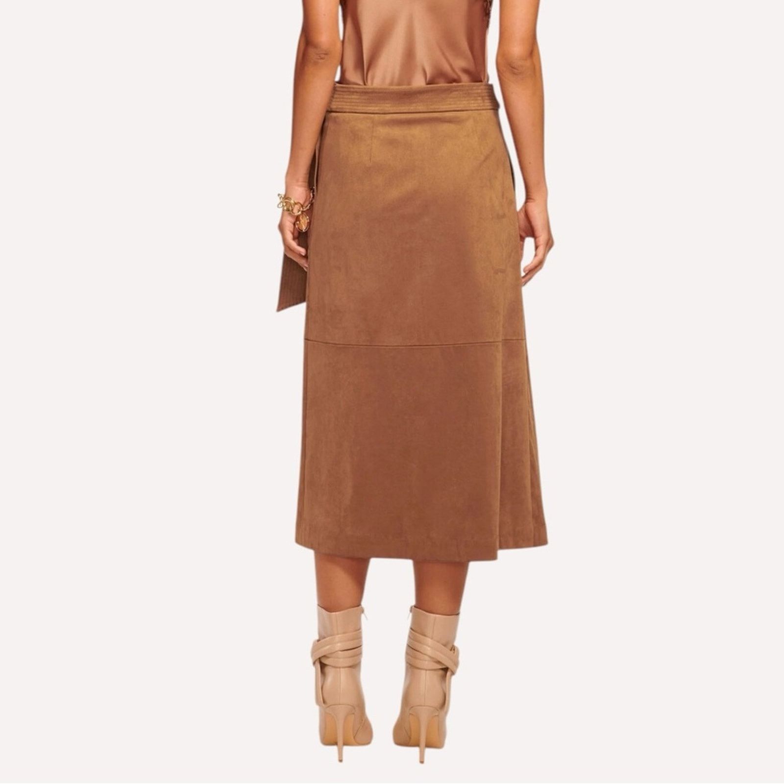 Ramy Brook NWT Ramy Brook Faux Suede Delphia Midi Skirt Size 2 Brown Size 26" / US 2 / IT 38 - 3 Thumbnail