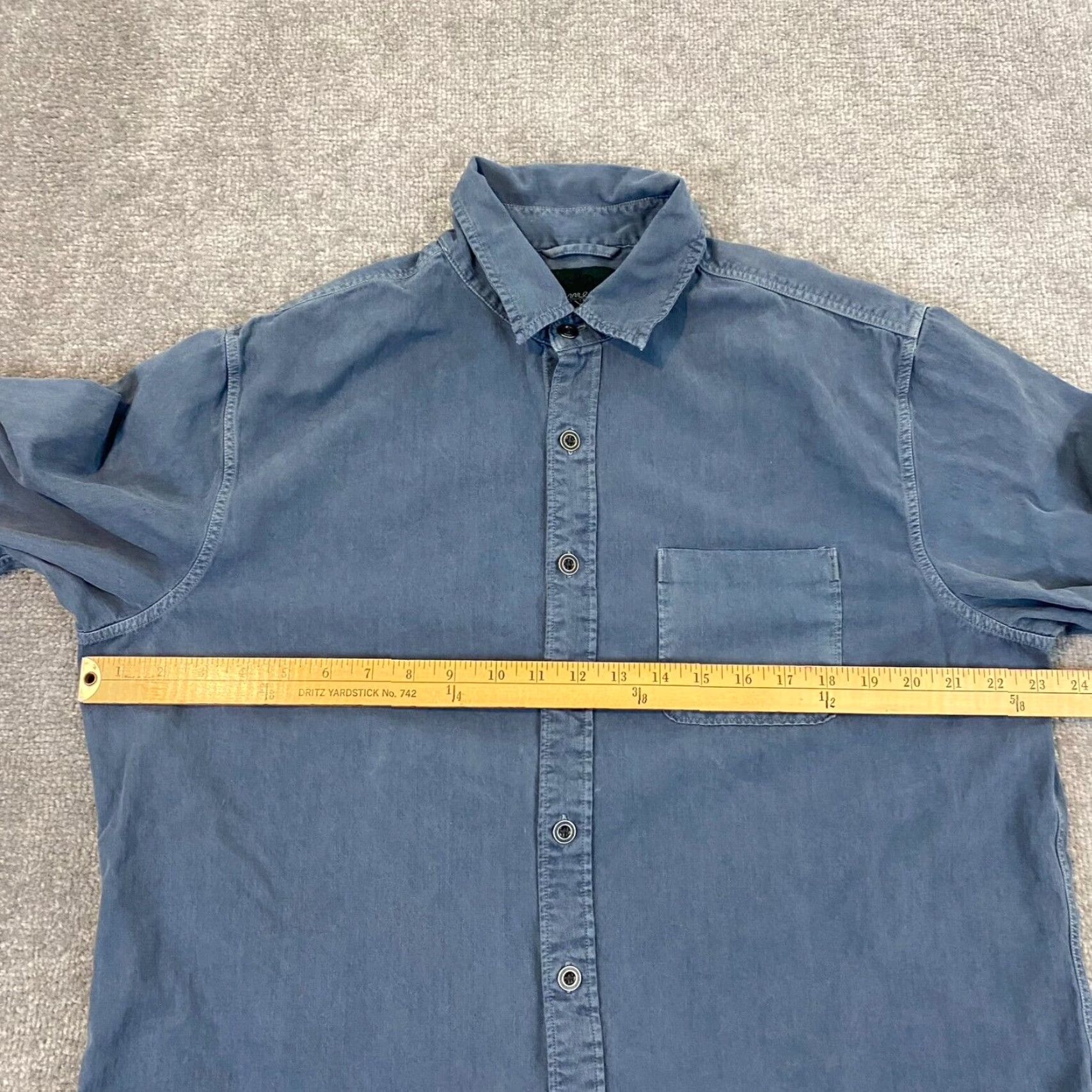Vintage GRAMERCY Shirt Men XL Blue Washed Button Up Hike Trail Backpacking Silk Wool L/S Mens Size US XL / EU 56 / 4 - 6 Thumbnail