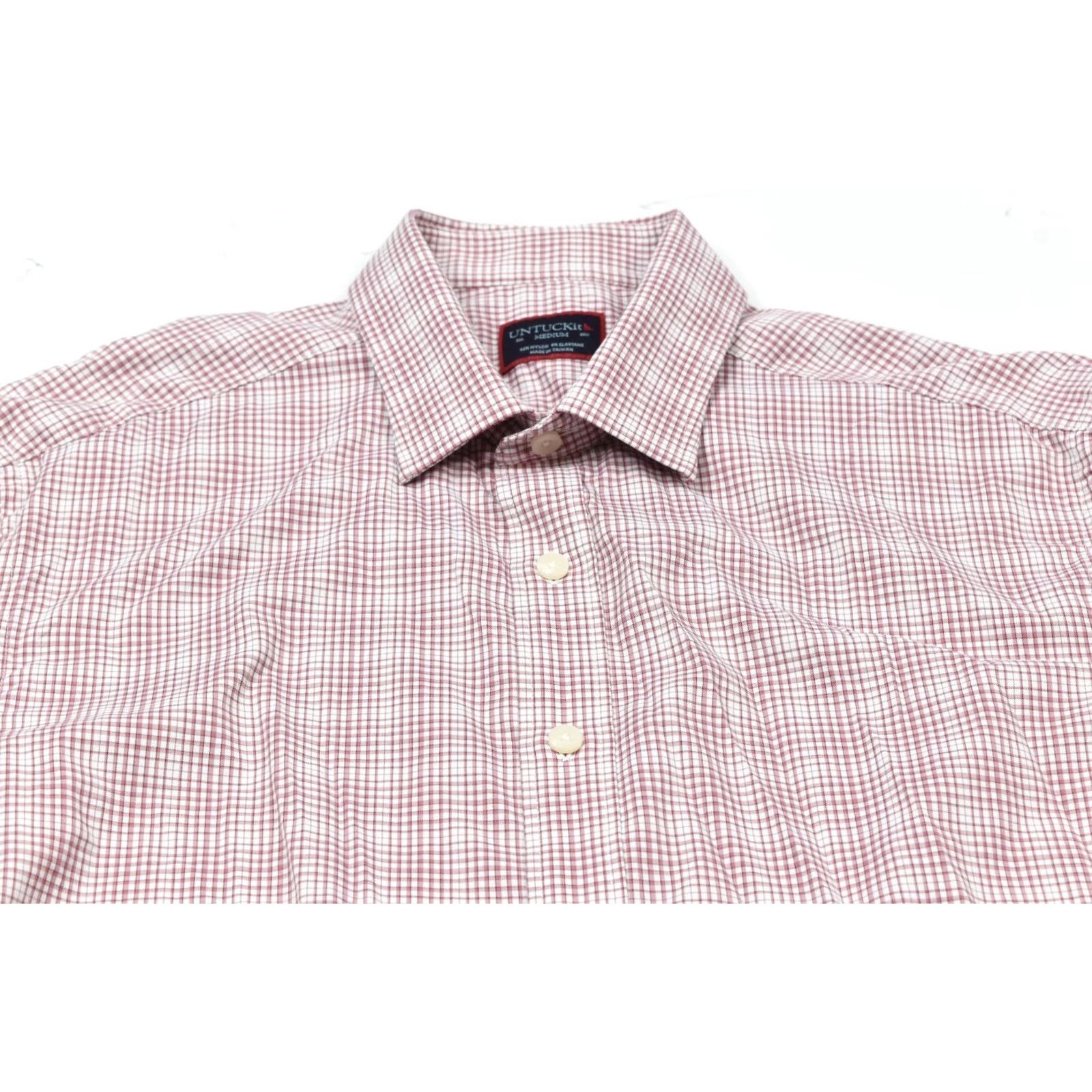 UNTUCKit UNTUCKit Beckman Shirt Mens Medium Red Plaid Nylon Stretch Button-Up Regular Fit Size US M / EU 48-50 / 2 - 3 Thumbnail