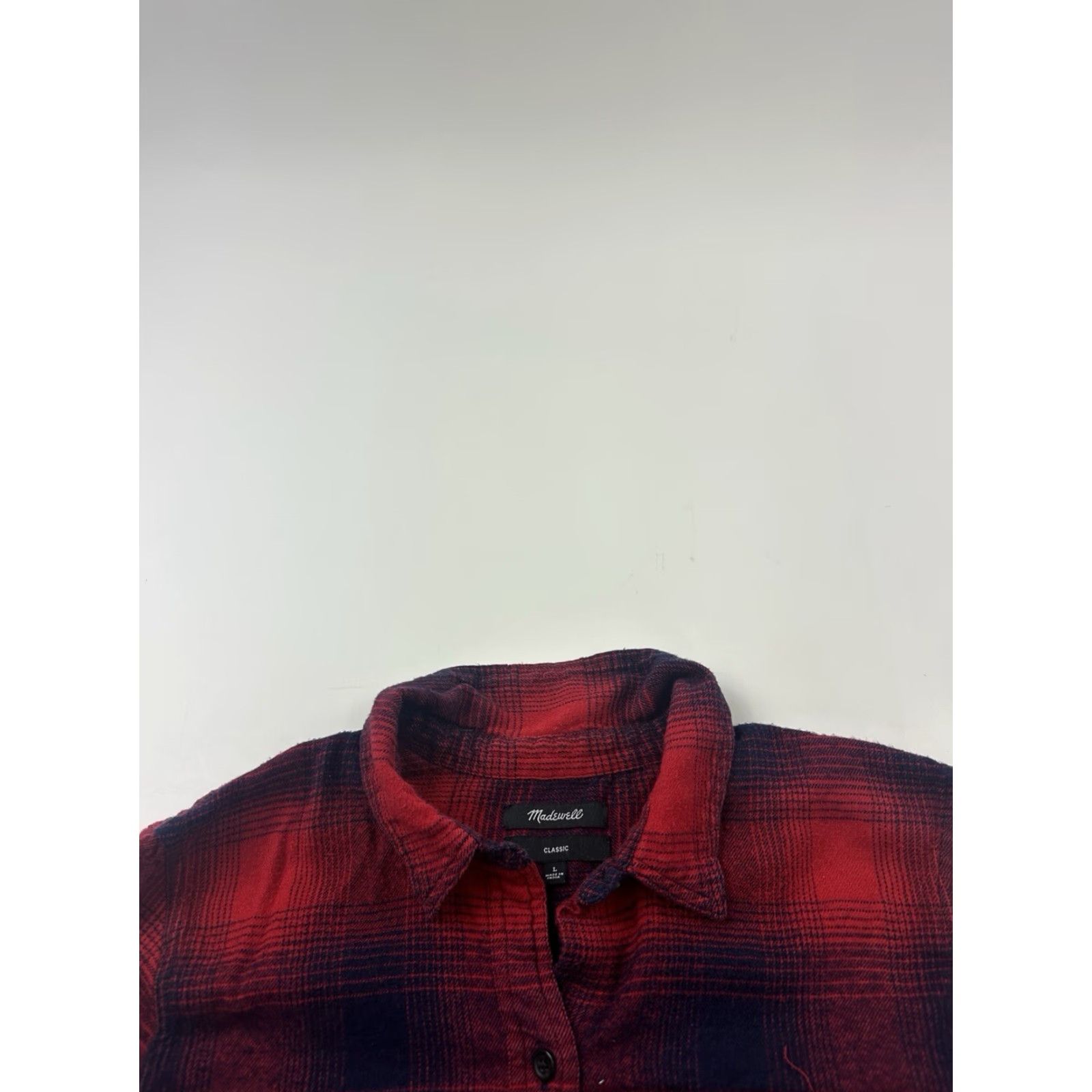 Madewell Madewell Shirt Womens L Red Blue Plaid Flannel Button-Up Casual Sleeve Collared Cotton Size L / US 10 / IT 46 - 2 Thumbnail