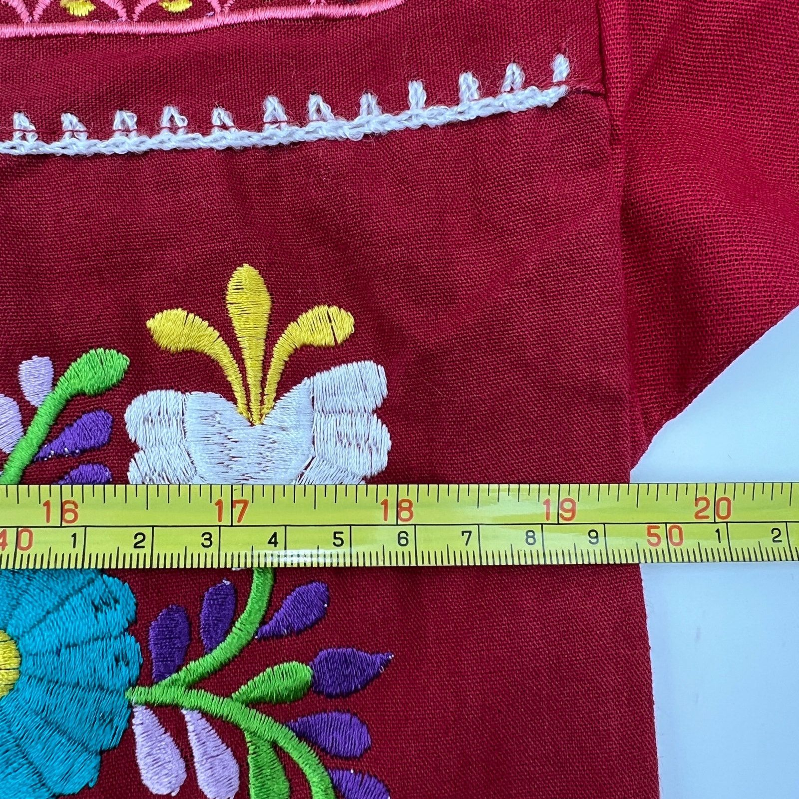 Handmade Handmade Embroidered Floral Mexican Dress Red Size M / US 6-8 / IT 42-44 - 4 Thumbnail