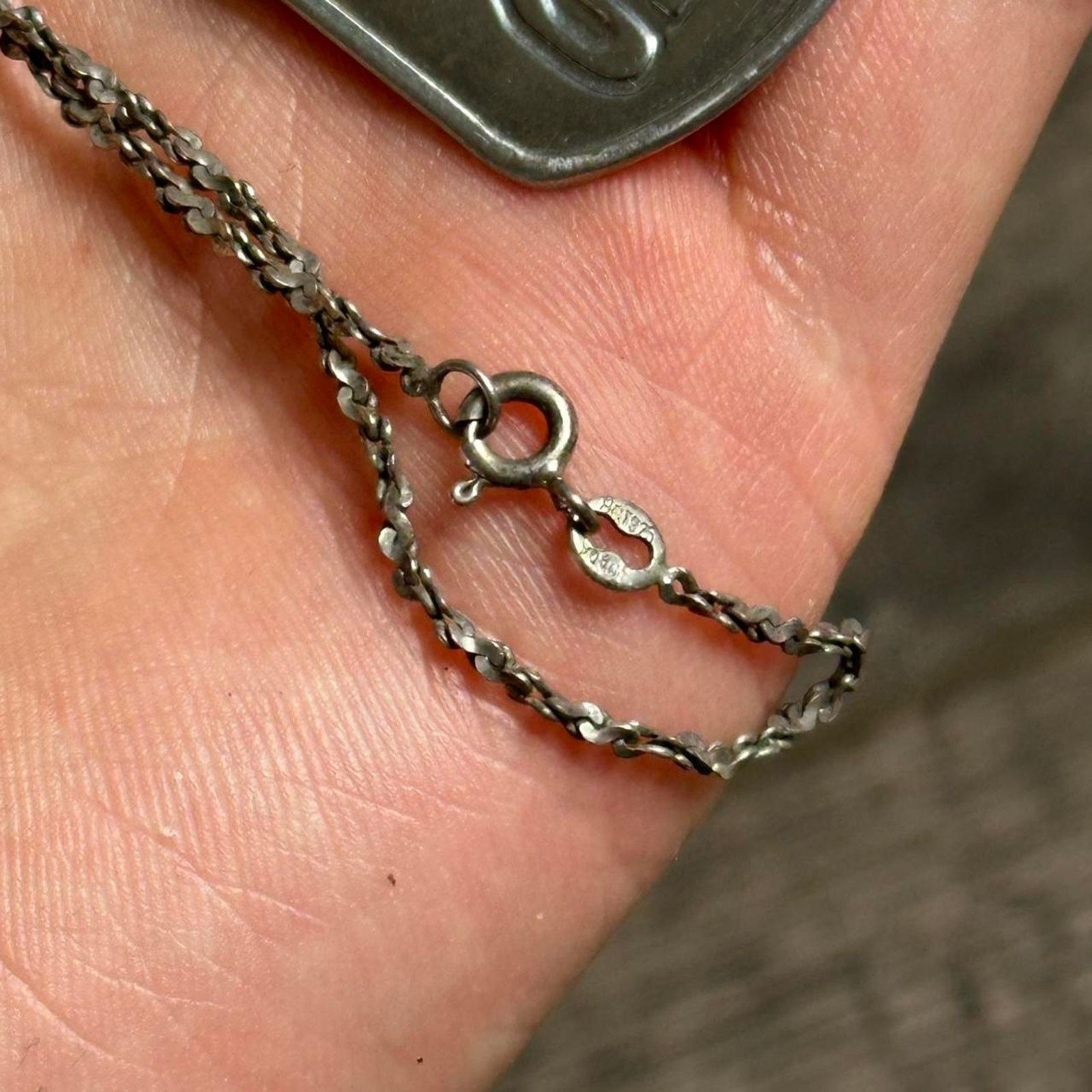 Vintage Vintage Y2K Spice Girls 925 Silver Dog Tag Pendant Necklace Size ONE SIZE - 5 Thumbnail