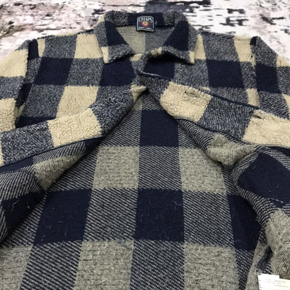 Chaps Ralph Lauren Chaps Ralph Lauren Wooden Button Plaid Checked Fleece Jacket Size US L / EU 52-54 / 3 - 9 Thumbnail