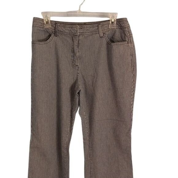 Chicos Chicos Size 1.5 Med Womens Pants Blue White Striped Bootcut Size US 32 / EU 48 - 7 Thumbnail