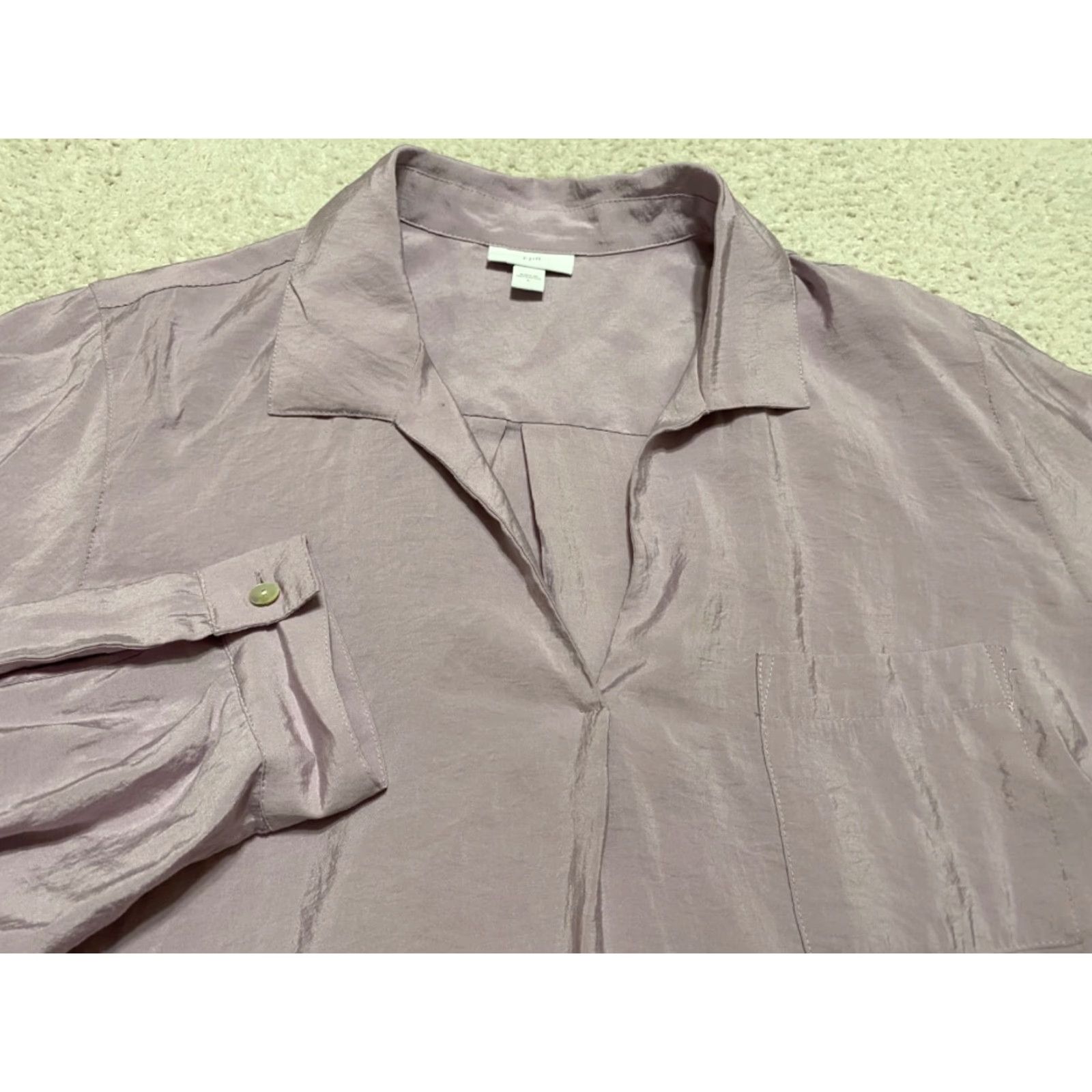 J. Jill J. Jill Womens Shirt L Purple Long Sleeve Collared Pullover Blouse Size L / US 10 / IT 46 - 2 Thumbnail