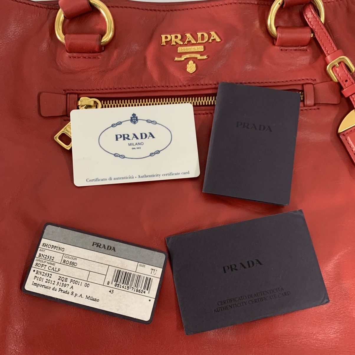 Prada Prada Red Leather Shoulder Bag Size ONE SIZE - 18 Thumbnail