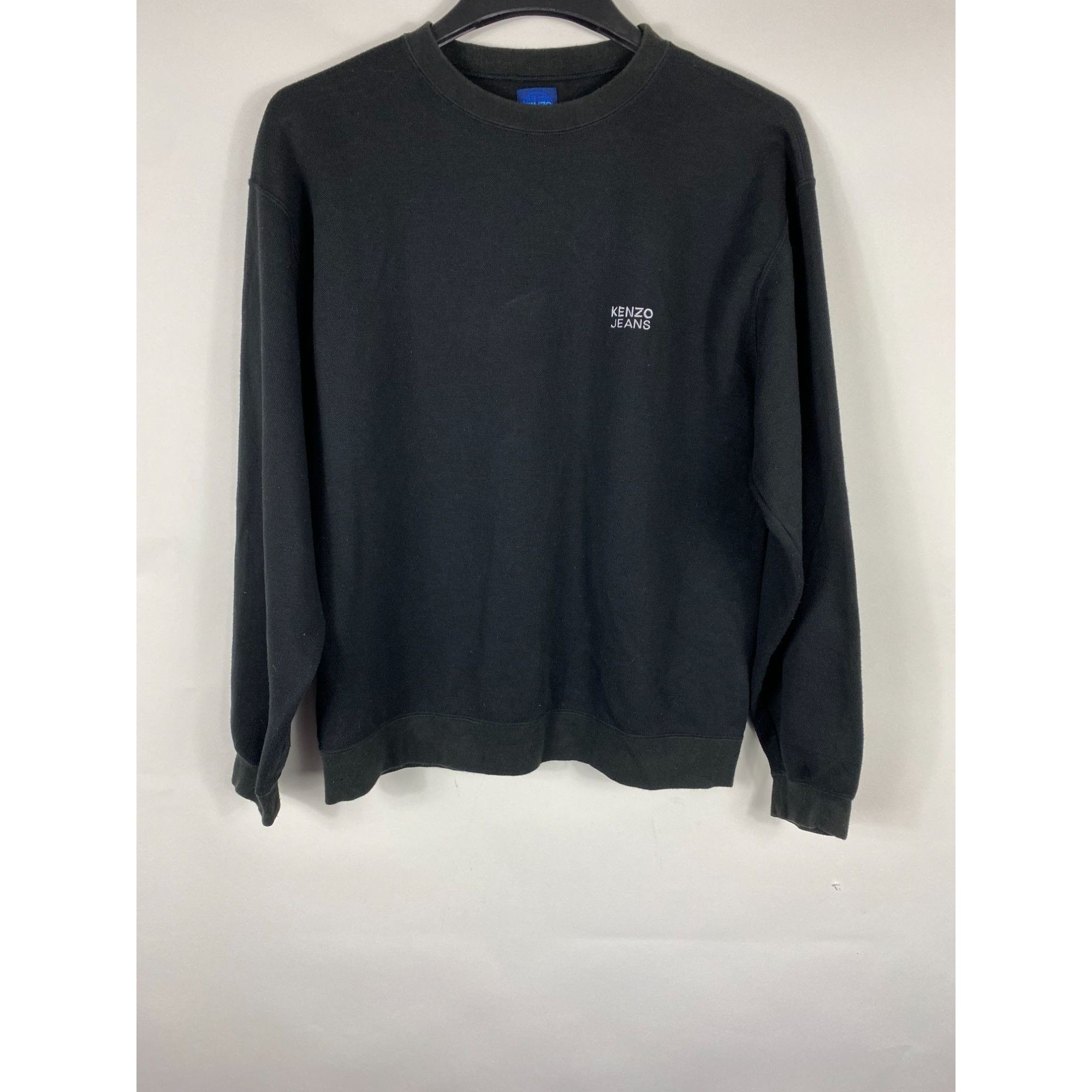 Kenzo Jeans Small Chest Script Logo Pullover Sweatshirt Blac