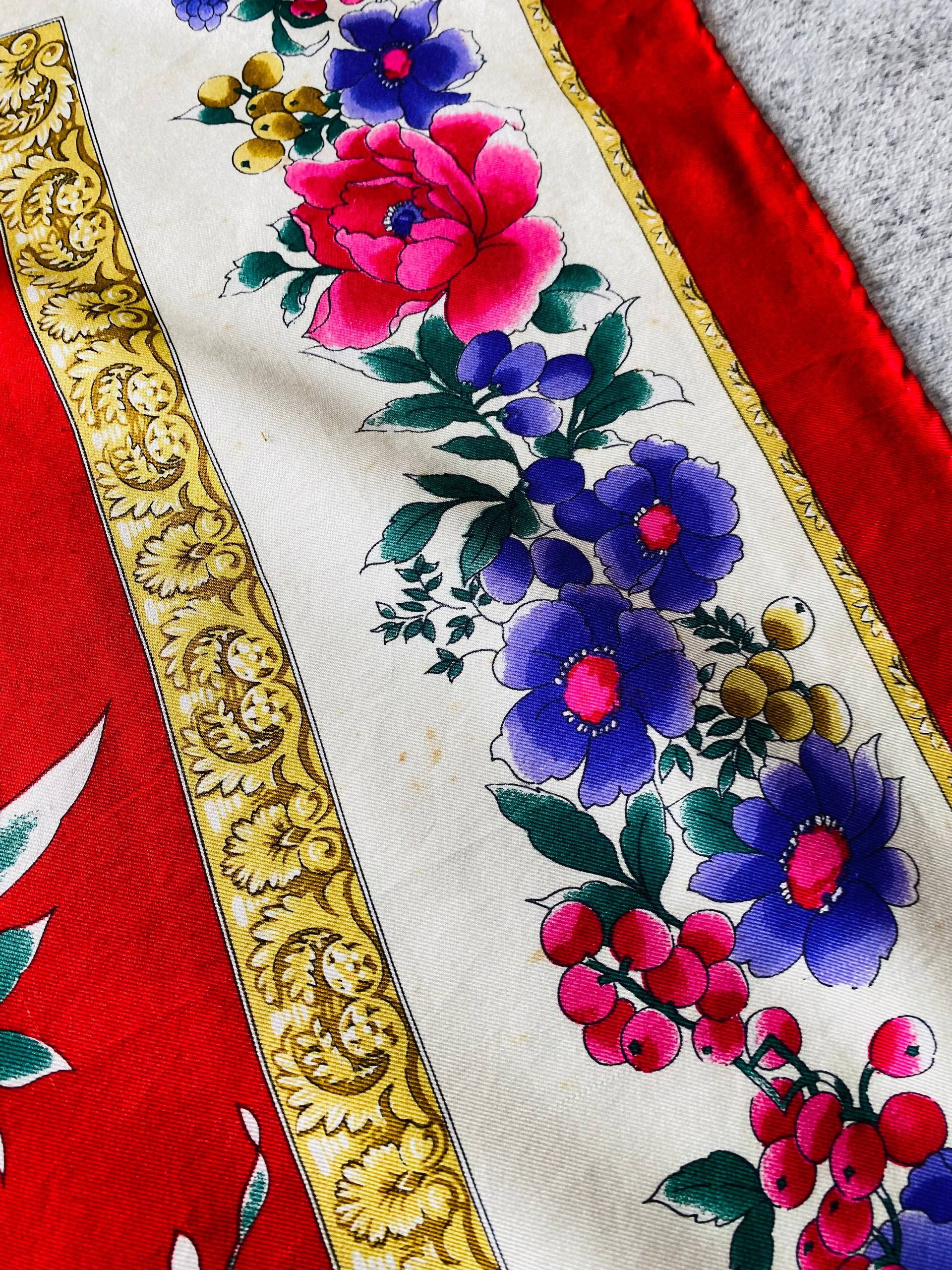 Gucci Vintage Gucci Floral Silk Scarf Size ONE SIZE - 7 Thumbnail