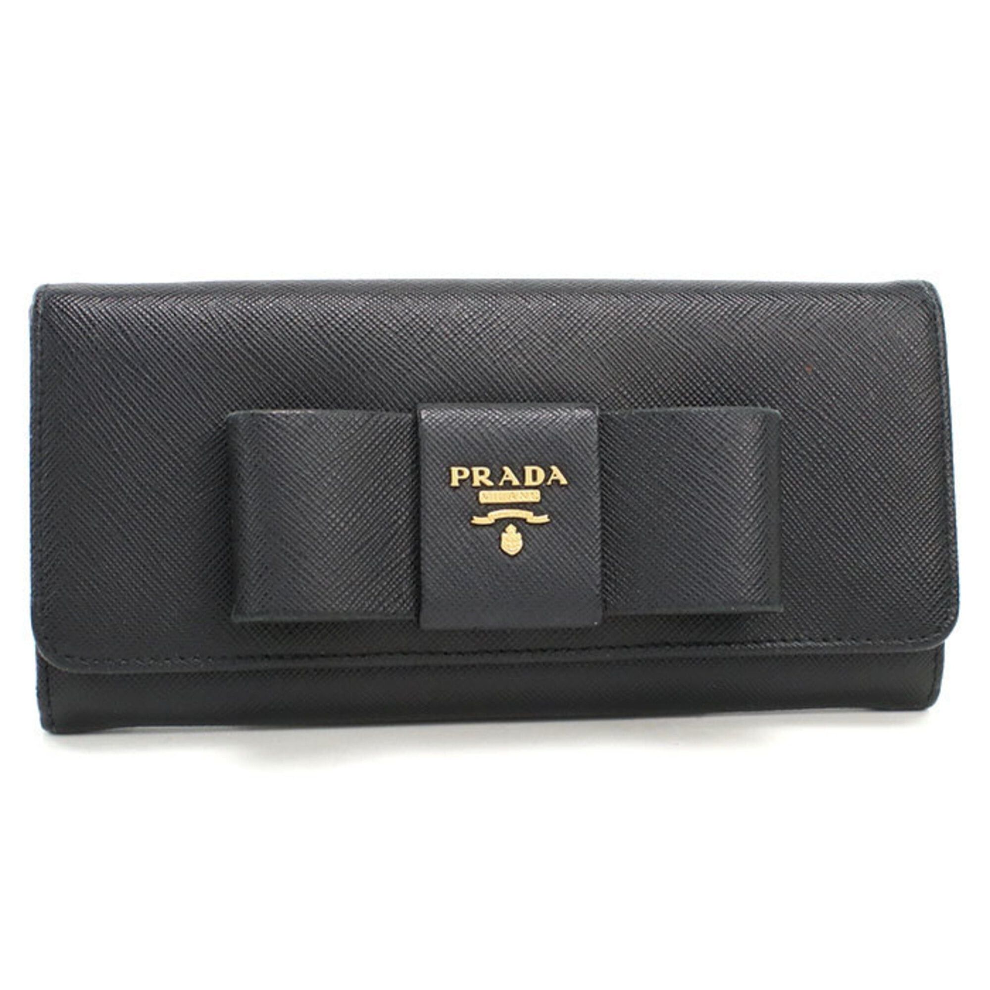 Prada Prada Bi-fold Long Wallet 1MH132 Saffiano Leather Women's Black Size ONE SIZE - 1 Thumbnail