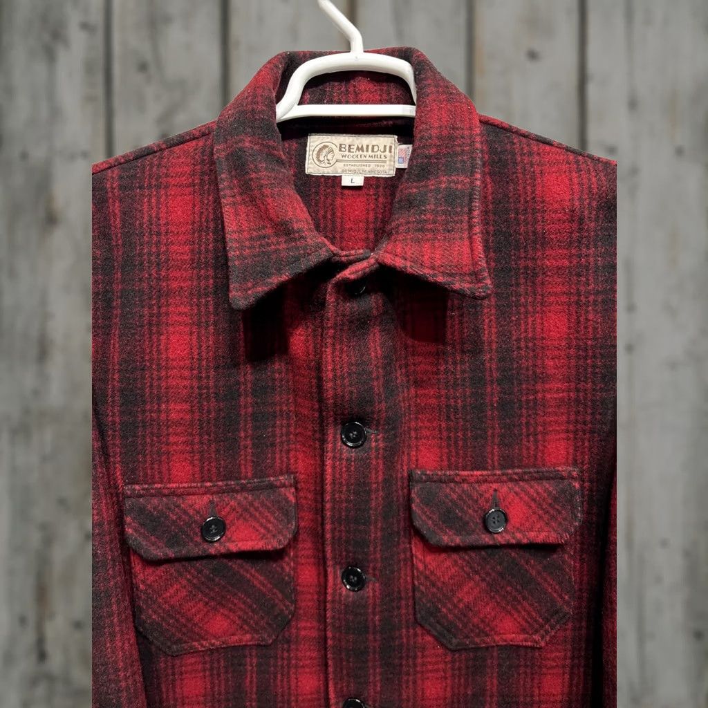 Vintage VINTAGE Bemidji Woolen Mills USA Plaid 100% Wool Shacket Coat Jacket Mens Large Red Size US L / EU 52-54 / 3 - 1 Thumbnail