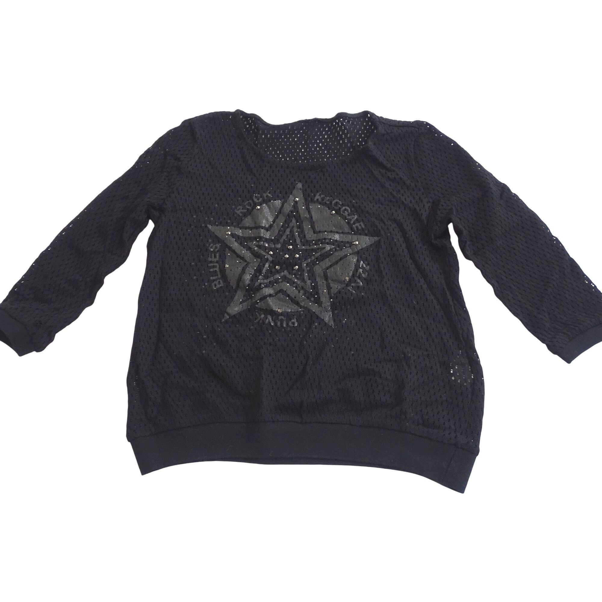 Other France Mode Black Mesh Studded Star Graphic Top Women Size S Size S / US 4 / IT 40 - 1 Thumbnail