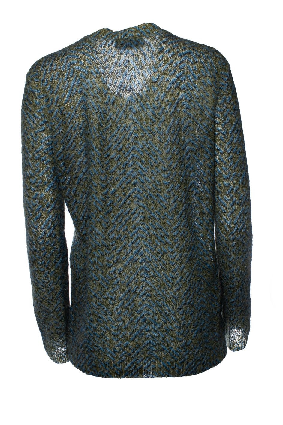 Prada Prada, blue and green printed v neck sweater Size M / US 6-8 / IT 42-44 - 3 Thumbnail