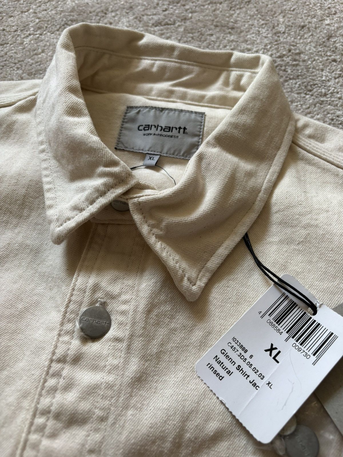 Carhartt Wip Carhartt WIP Glenn Shirt Jacket – Natural Rinsed / Size XL Size US XL / EU 56 / 4 - 4 Thumbnail